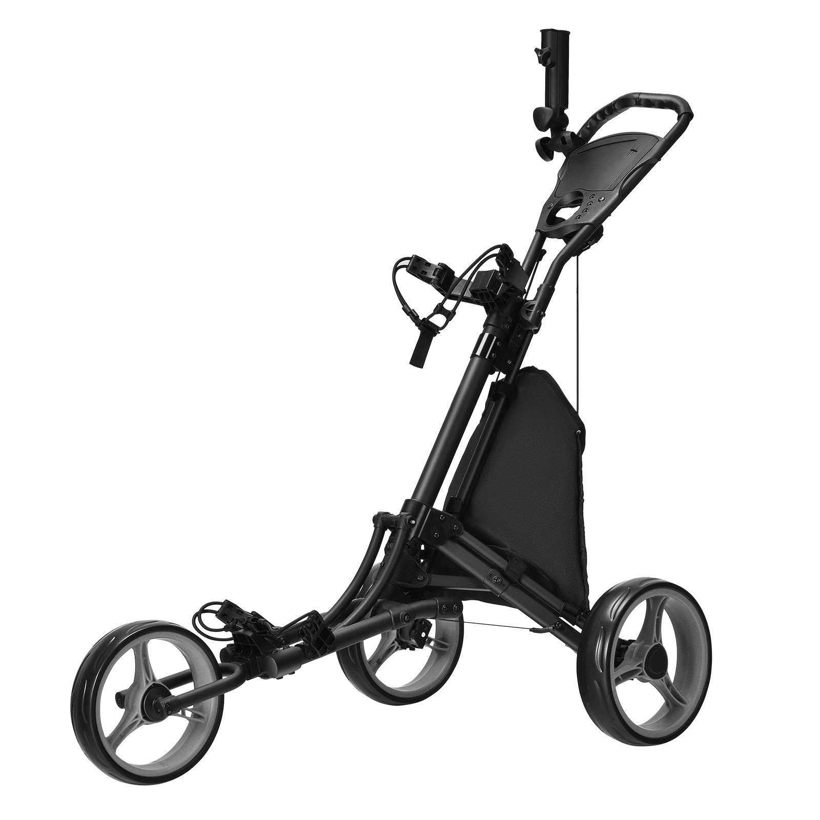 COSTWAY Golftrolley 3-Rad, mit verstellbarem Griff, Tasche
