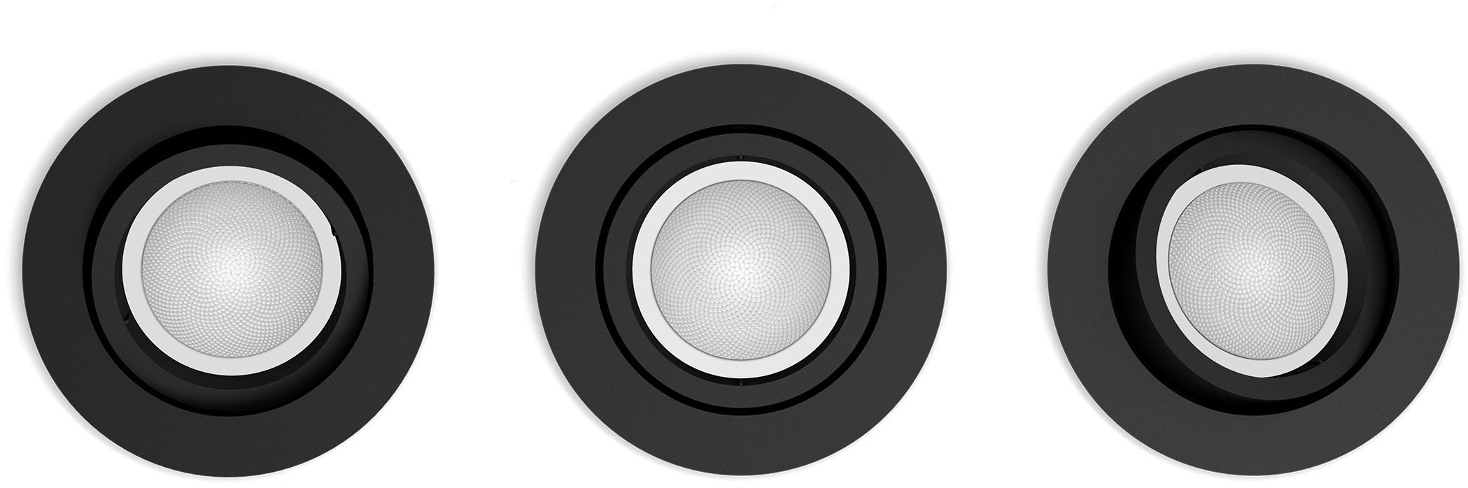 Philips Hue LED Einbauleuchte White & Color Ambiance Centura Einbauspot 3er Pack rund, Abschaltautomatik, Bluetooth, CCT - über Fernbedienung, Dimmfunktion, Farbsteuerung, Farbwechsel, Leuchtdauer einstellbar, Memoryfunktion, Nachtlichtfunktion, RGB, Smart Home, Timerfunktion, dimmbar über Fernbedienung, erweiterbar, mehrere Helligkeitsstufen, LED wechselbar, RGB