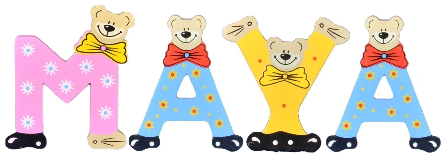 Deko-Buchstaben (Set, 4 MAYA - Namen-Set, St), Kinder Playshoes sortiert Holz-Buchstaben
