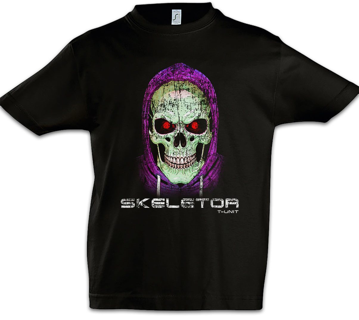 Print-Shirt Universe Skull Head Cyborg Kinder T-Shirt Masters Retro Kult 80s