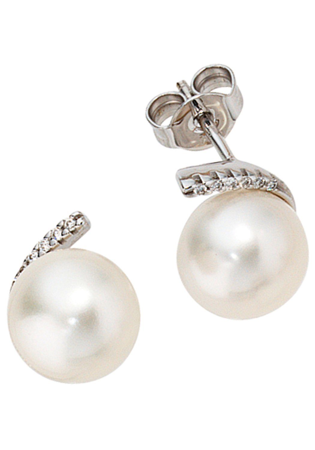 JOBO Perlenohrringe, 585 Weißgold 12 Di...