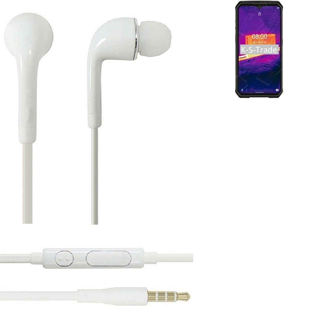 K-S-Trade für Ulefone Armor 9 In-Ear-Kopfhörer (Kopfhörer Headset mit Mikrofon u Lautstärkeregler weiß 3,5mm)
