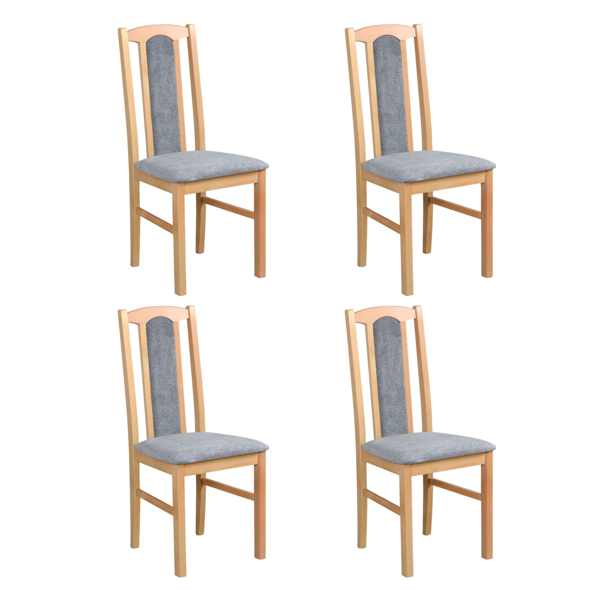 MOEBLO Stuhl BESO 07 (Polsterstühle, Holzstühle, Esszimmerstühle, Massivholz - Massiver Buchenholzstuhl mit Polstersitz, ergonomische Sitzhöhe, verschiedene Farben, 4 St), (BxHxT): 43x96x40cm