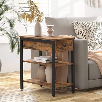 Hoobro Beistelltisch Beistelltisch, 3-stöckiger schmaler Nachttisch mit Schublade