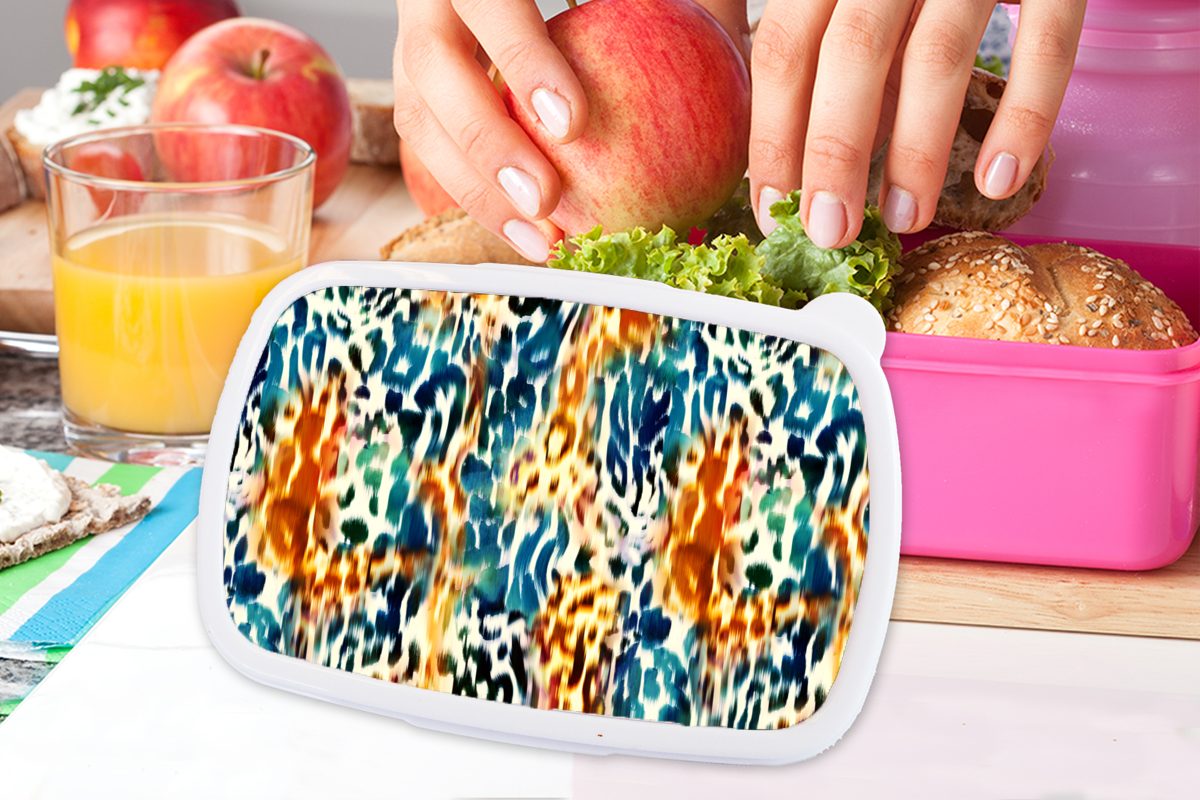 MuchoWow Lunchbox Orange - - Snackbox, Mädchen, rosa Tiermuster Brotbox (2-tlg), Kunststoff für - Kunststoff, Muster, Erwachsene, Blau Brotdose Kinder