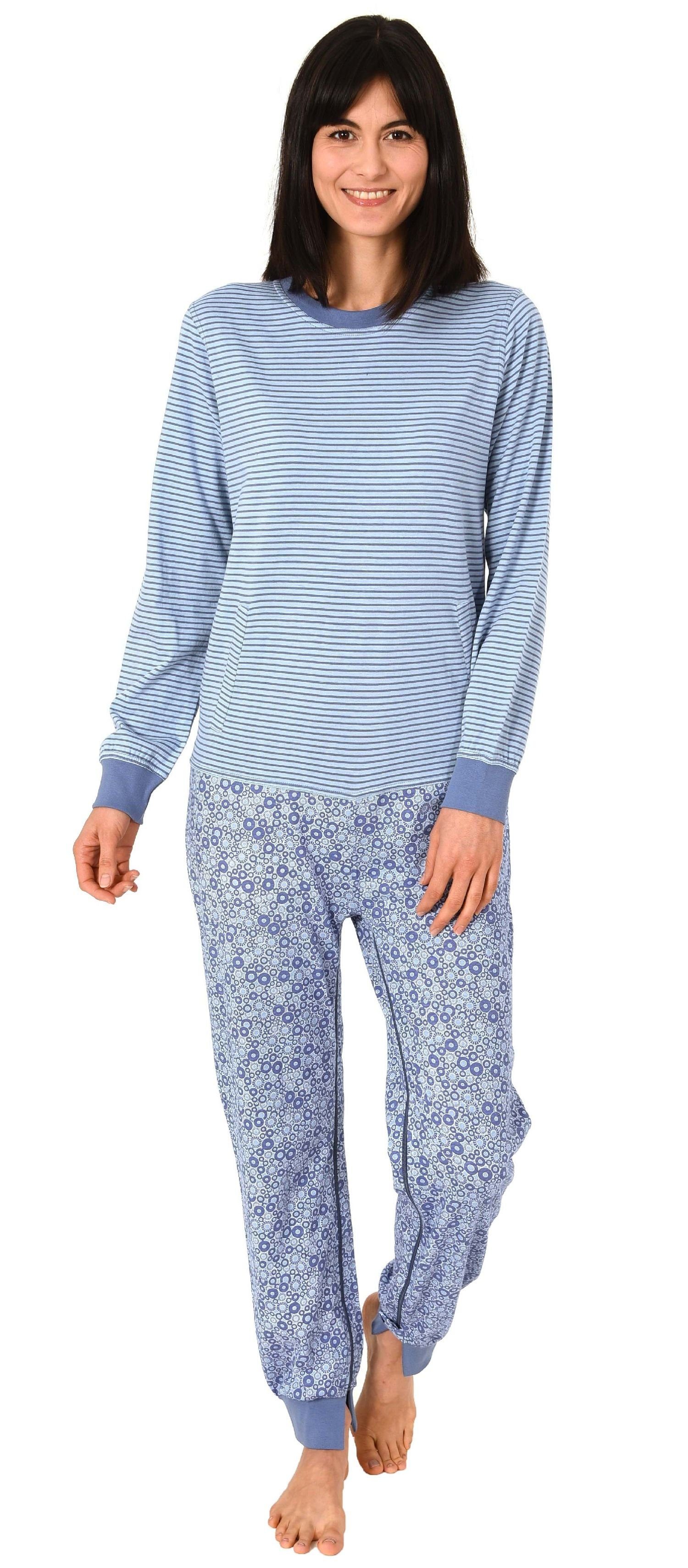 Normann Care Pyjama Damen Pflegeoverall langarm mit Reißverschluss am Rücken und Bein