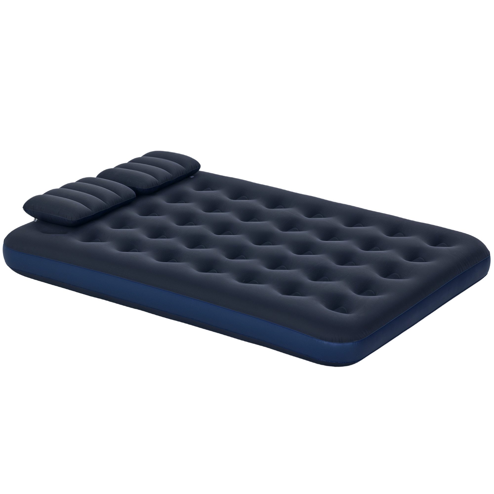 Outsunny Luftmatratze Isomatte mit Hand Pumpe Kissen Aufblasbare Matratze, (Campingbett, 1-St., Luftbett), für 2 Personen, Blau, 203 x 152 x 22 cm