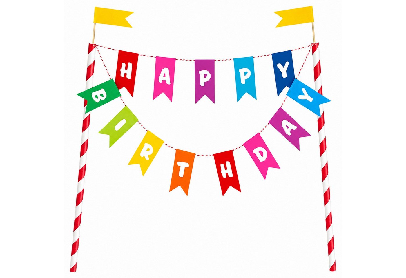 Unique Industries Inc. Papierdekoration Kuchen Deko 'Happy Birthday' Wimpelkette, Mehrfar