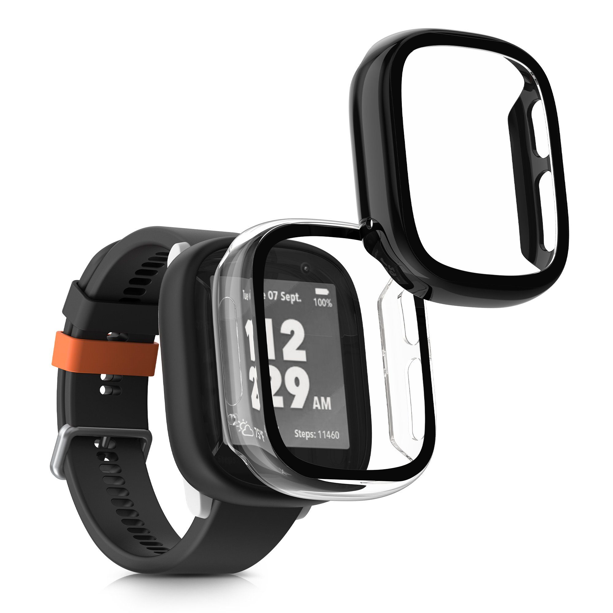 kwmobile Smartwatch-Hülle 2x Glas Hülle für Xplora X6 Play, Schutzhülle Fullbody Fitnesstracker Case Set aus Glas