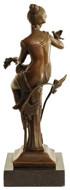 Aubaho Skulptur Bronzeskulptur Frau Vogel im Antik-Stil Bronze Figur Statue 23cm
