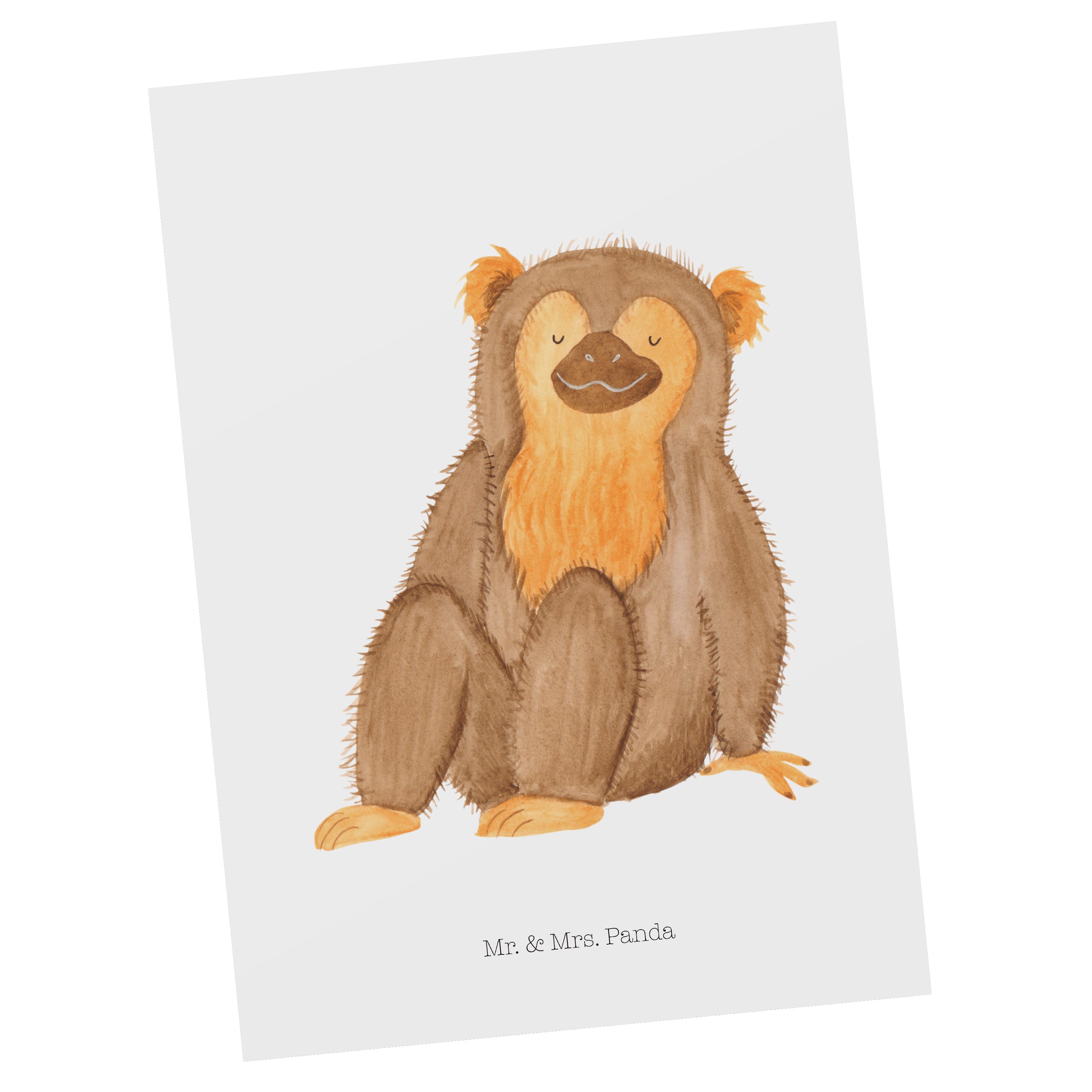 Mr. & Mrs. Panda Postkarte Affe - Weiß - Geschenk, Grußkarte, Dankeskarte, Respekt, Wildtiere, K
