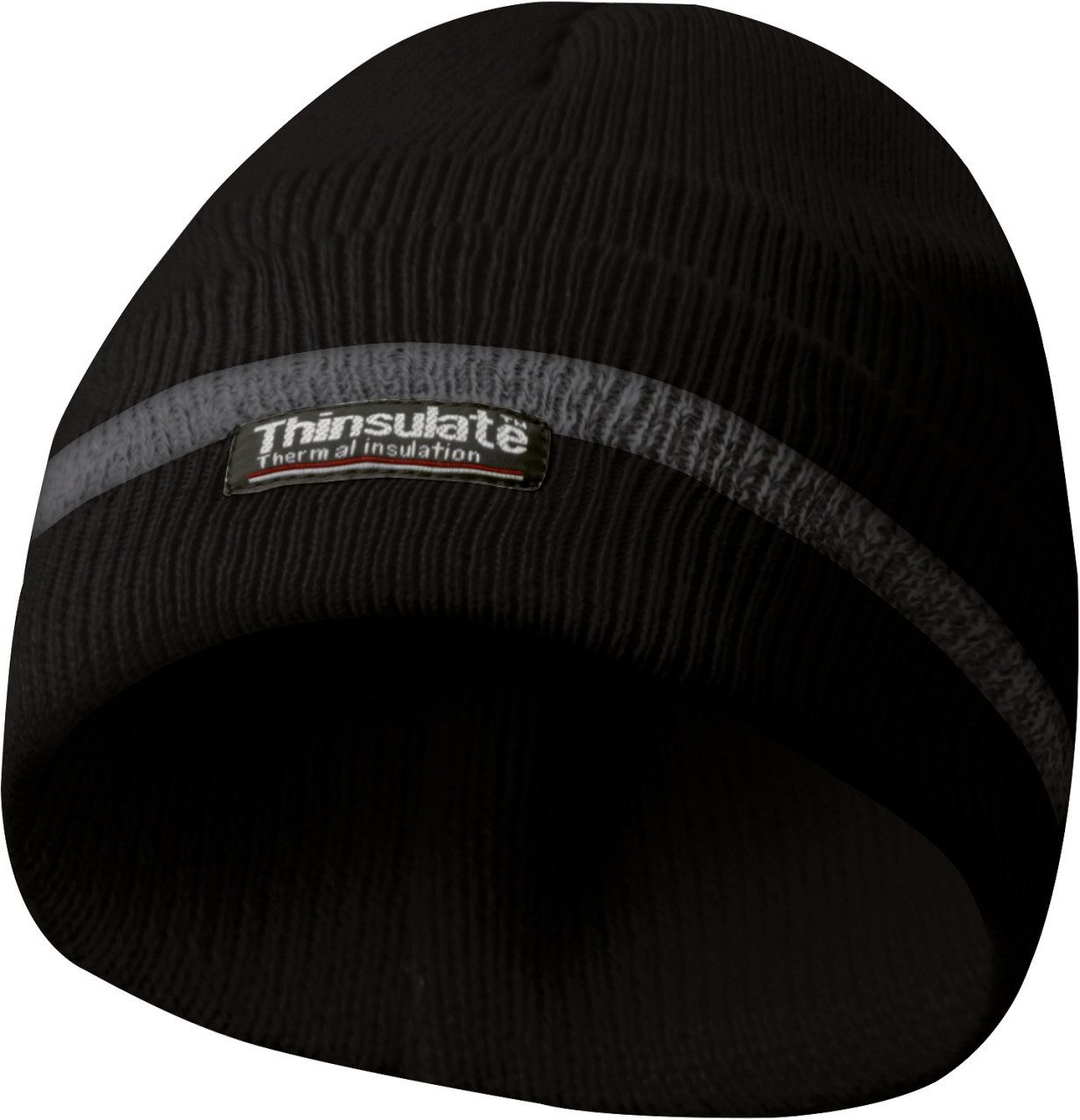 Beanie Gebol Haube mit Reflektionsstreifen schwarz