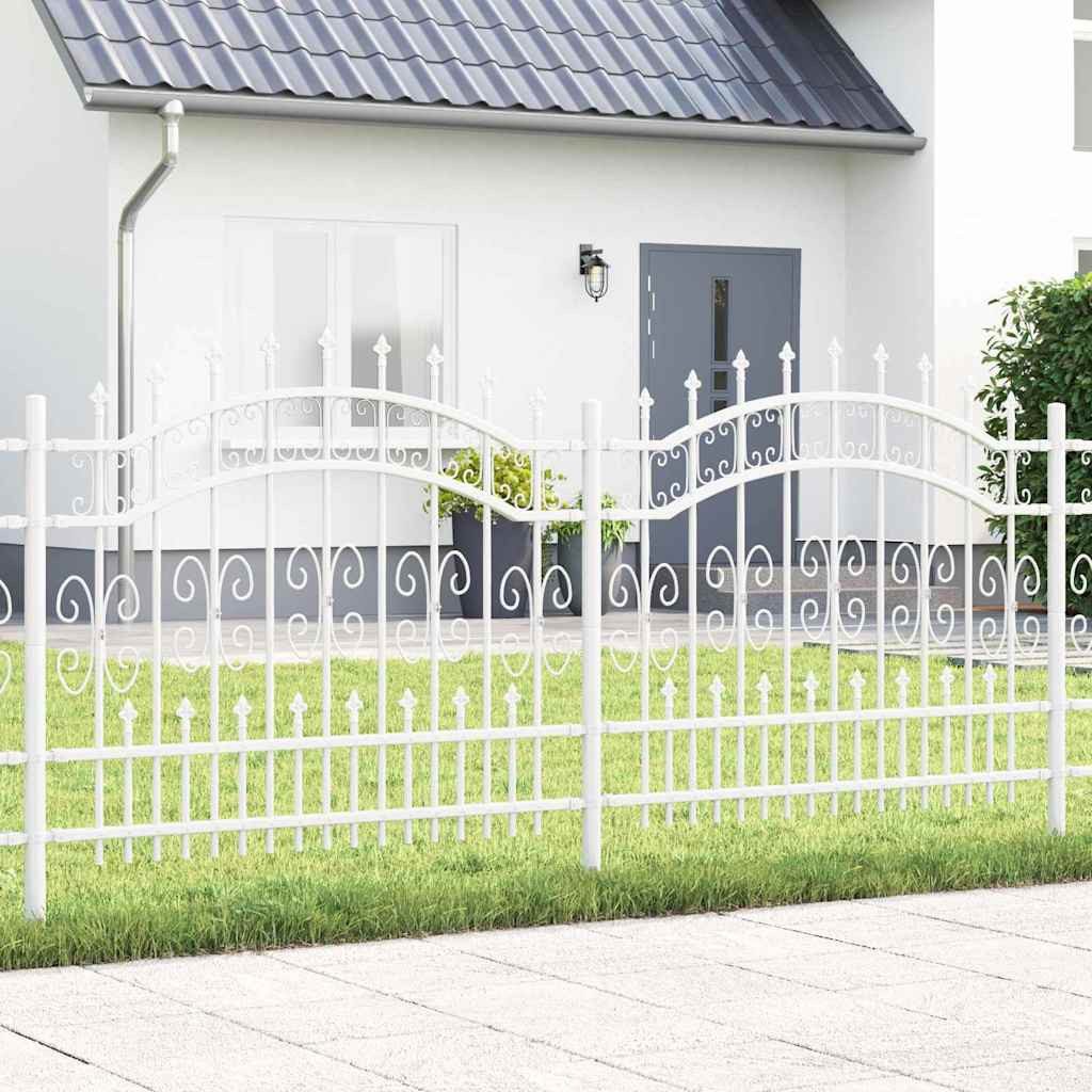 furnicato Zaun Moderner Gartenzaun 240 x 140 cm Weiß aus pulverbeschichtetem Stahl, (1-St), Witterungsbeständige Zaunanlage mit rostgeschütztem stabilen Rahmen