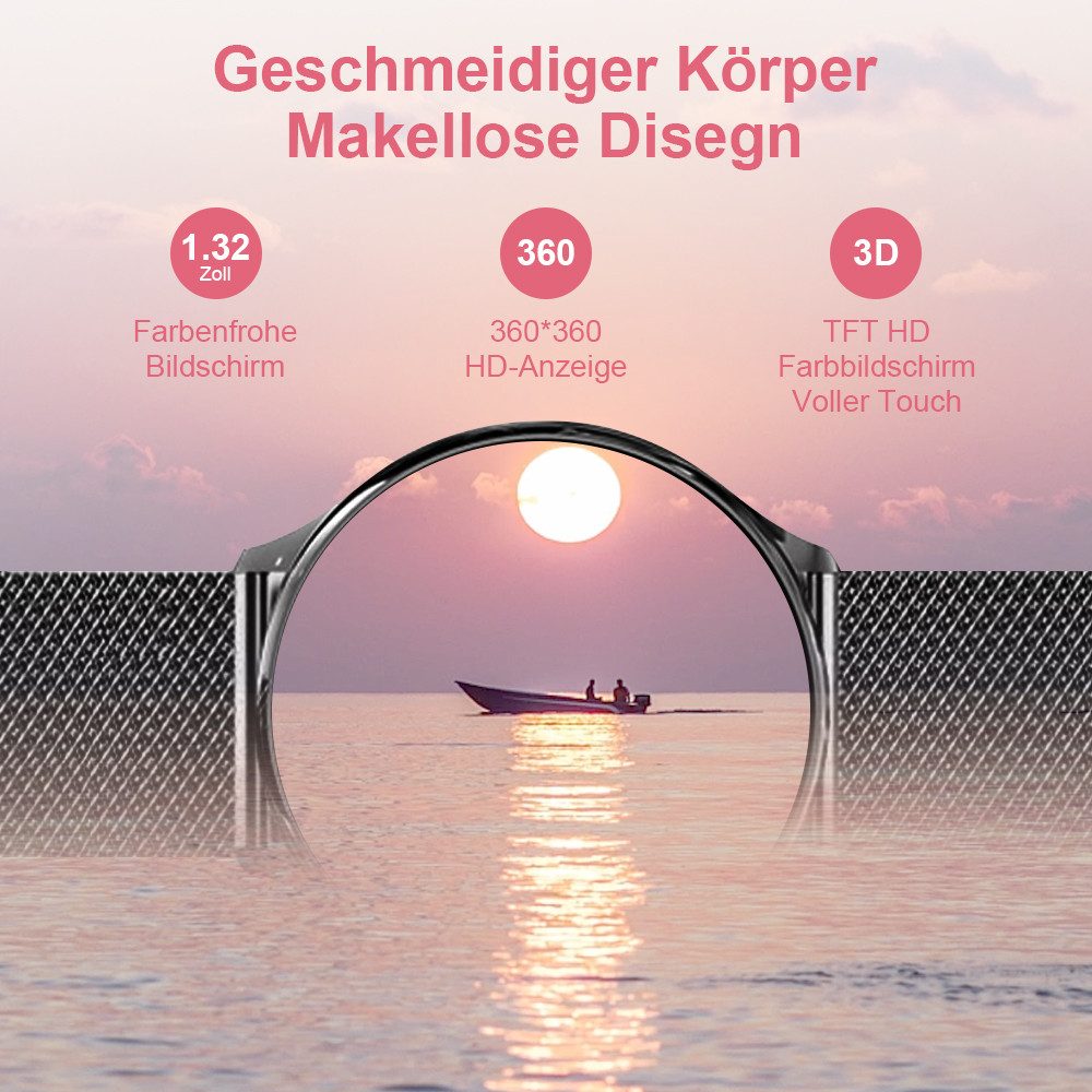 ANYSUN Fitness Tracker Uhr für Damen Herren mit Telefonfunktion Smartwatch (3,53 cm/1,39 Zoll) HD Voll Touchscreen Fitness Tracker mit 120 Sport SpO2 Pulsuhr, Schlafmonitor Menstruationszyklus, Armbanduhr für iOS Android