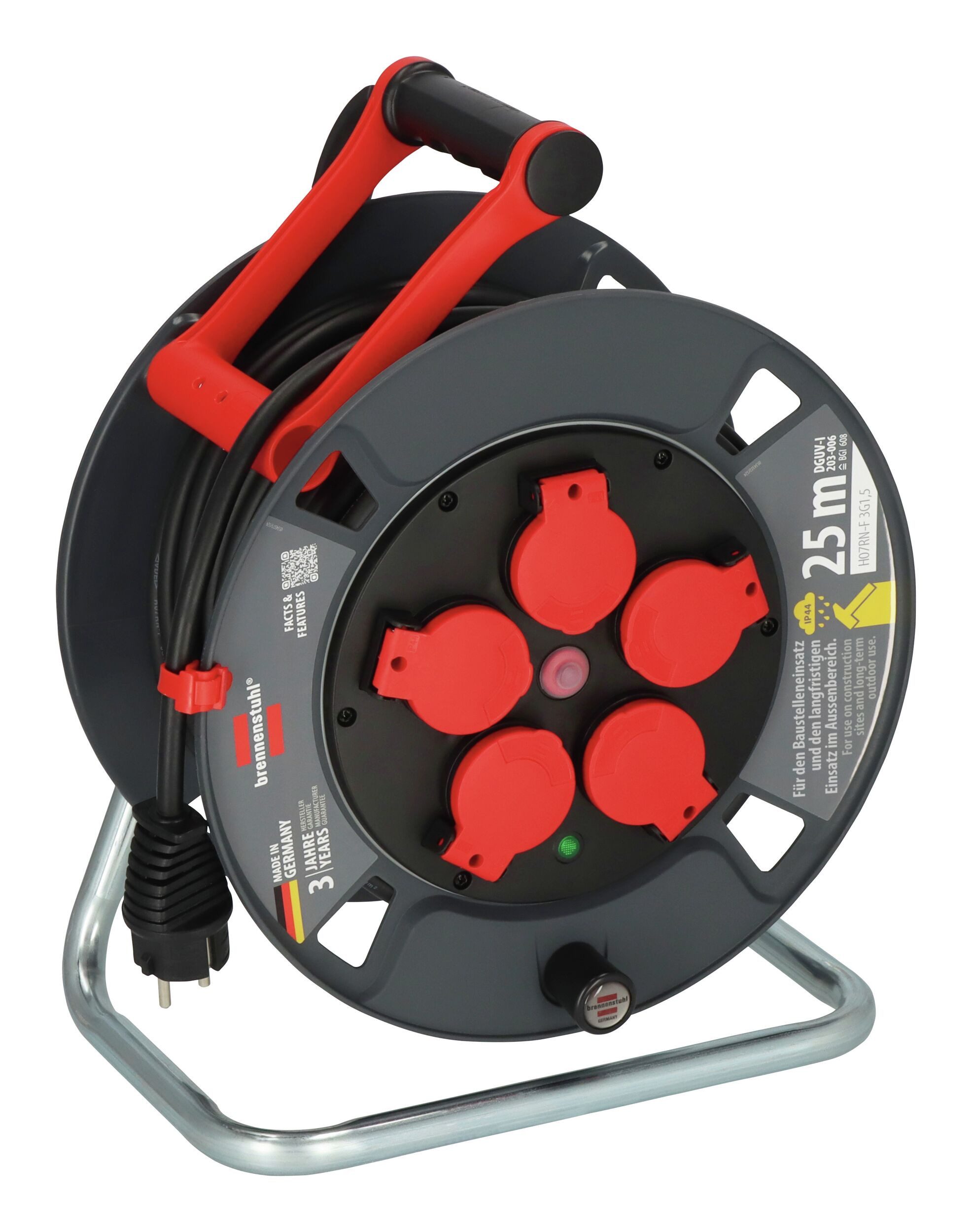 Brennenstuhl Kabeltrommel (Kabellänge 25 m), Kunststoff H07RN-F3G1,5 25m BGI608 professional