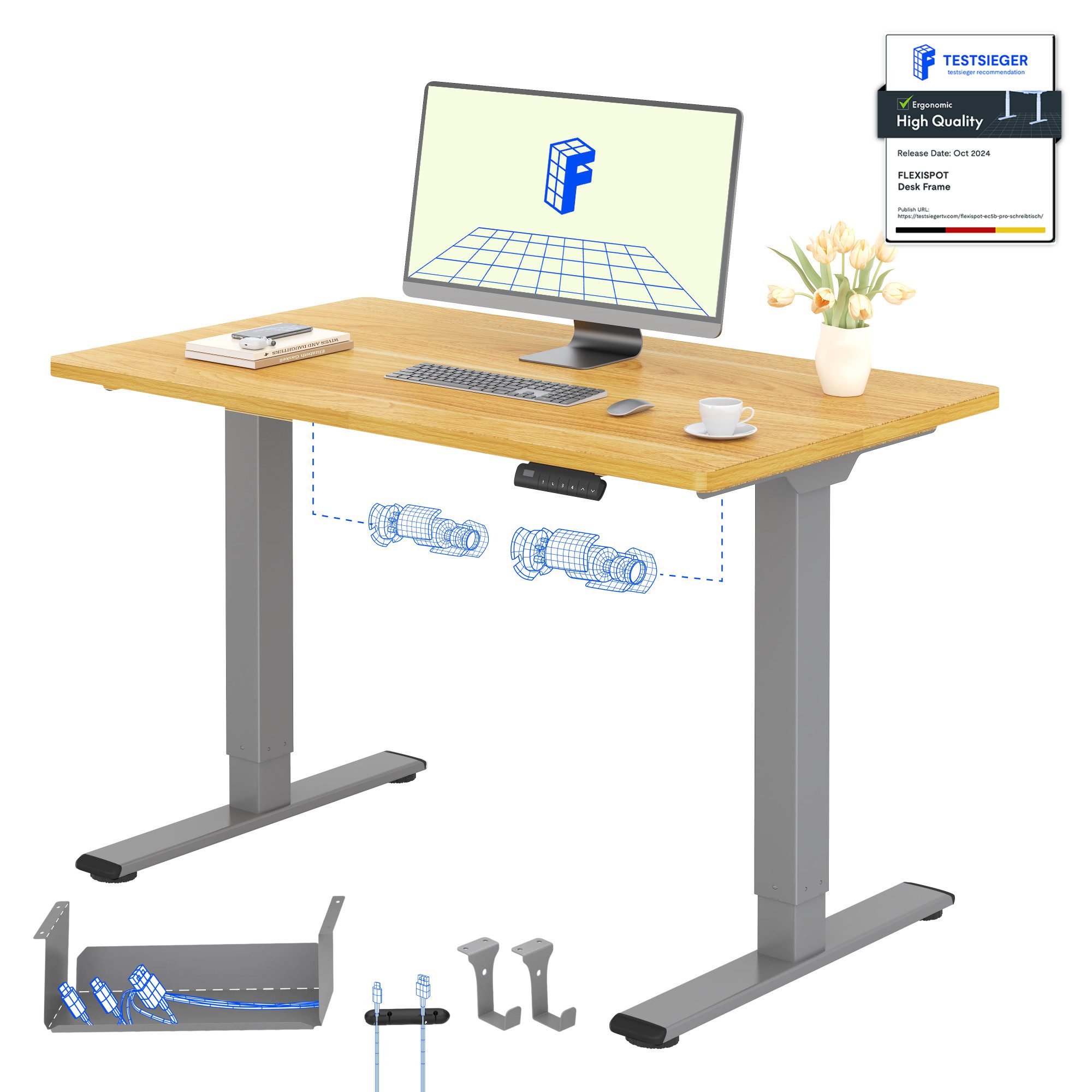 FLEXISPOT Schreibtisch Basic Plus höhenverstellbarer Schreibtisch mit Premi günstig online kaufen