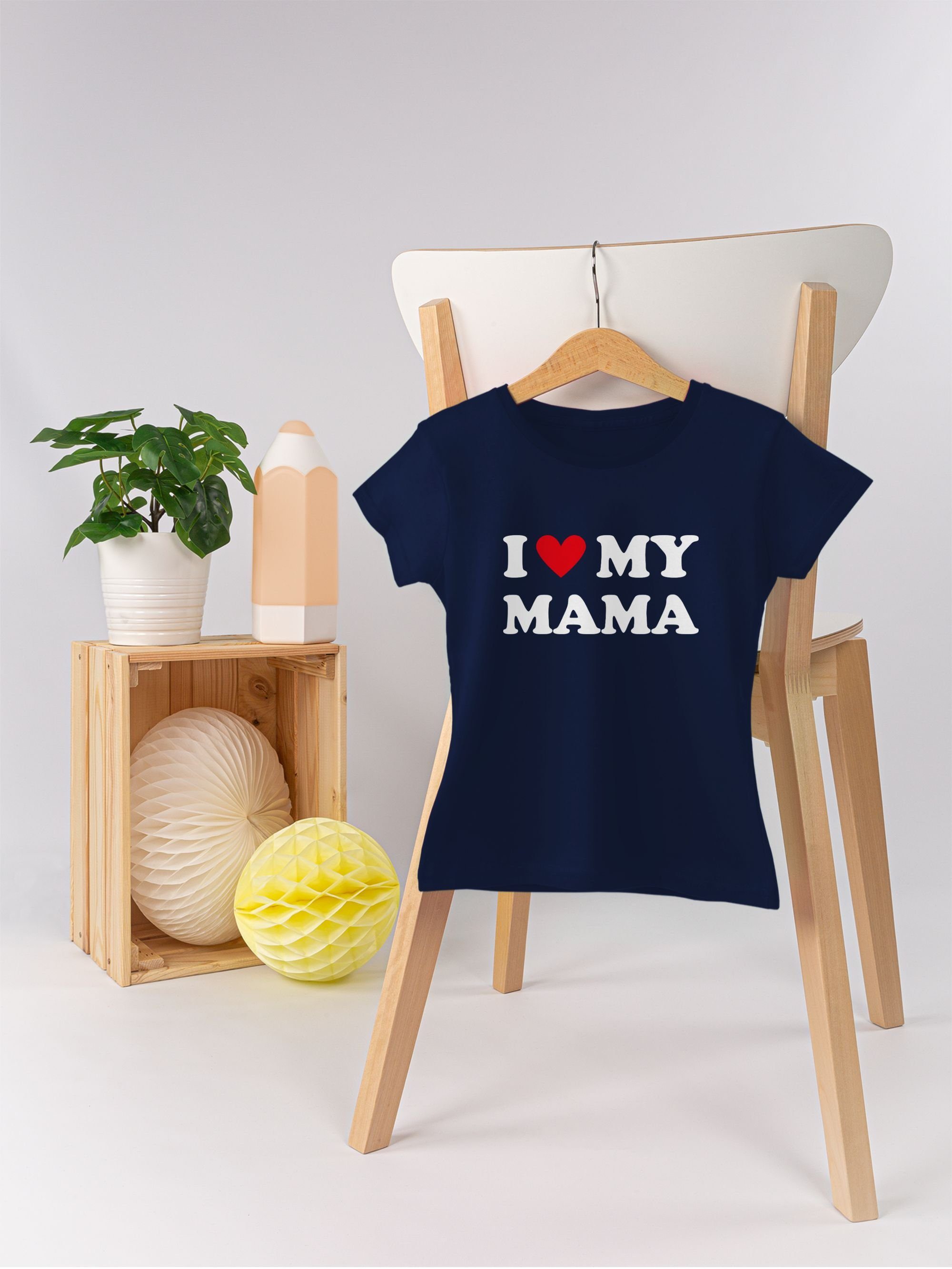 Mum 3 I T-Shirt Muttertagsgeschenk love Mama Dunkelblau - my Shirtracer