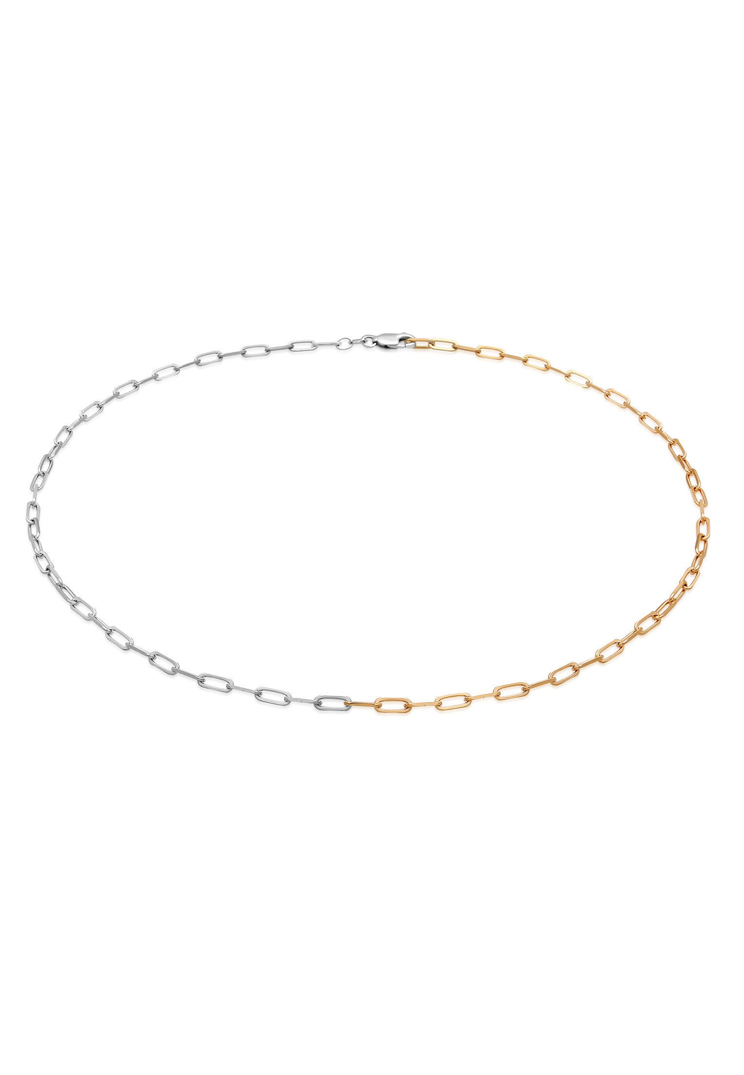 Elli Choker Glieder Oval 925 Sterling Silber Bicolor
