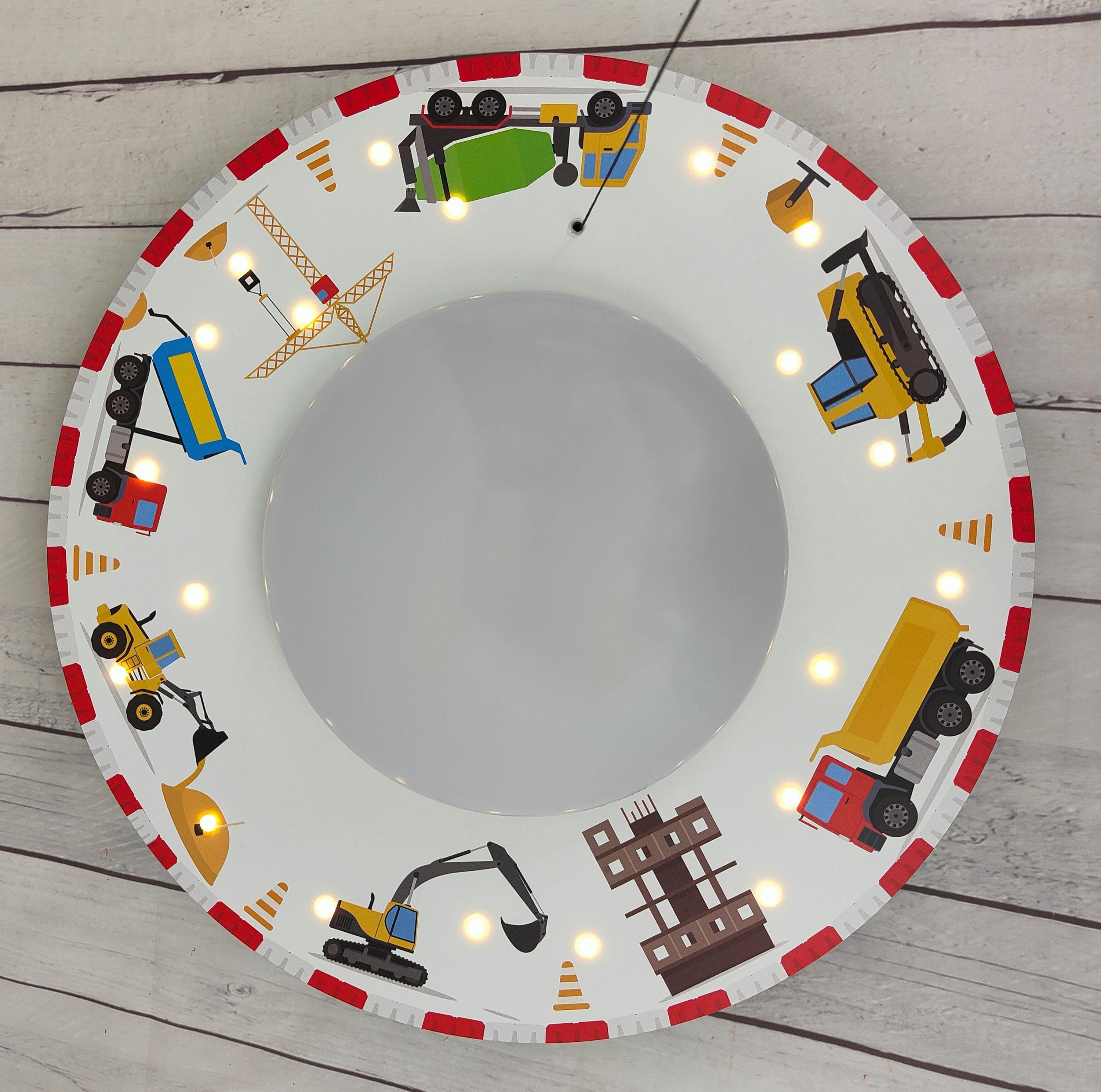 niermann Deckenleuchte Baustelle, Kinderlampe, Kinderzimmer, Nachtlichtfunktion, hochwertiger Druck auf kompletter Oberfläche