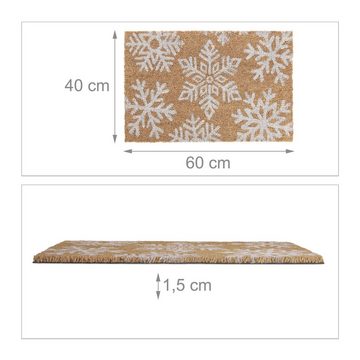 Fußmatte Kokos Fußmatte Schneeflocken, relaxdays, Höhe: 15 mm