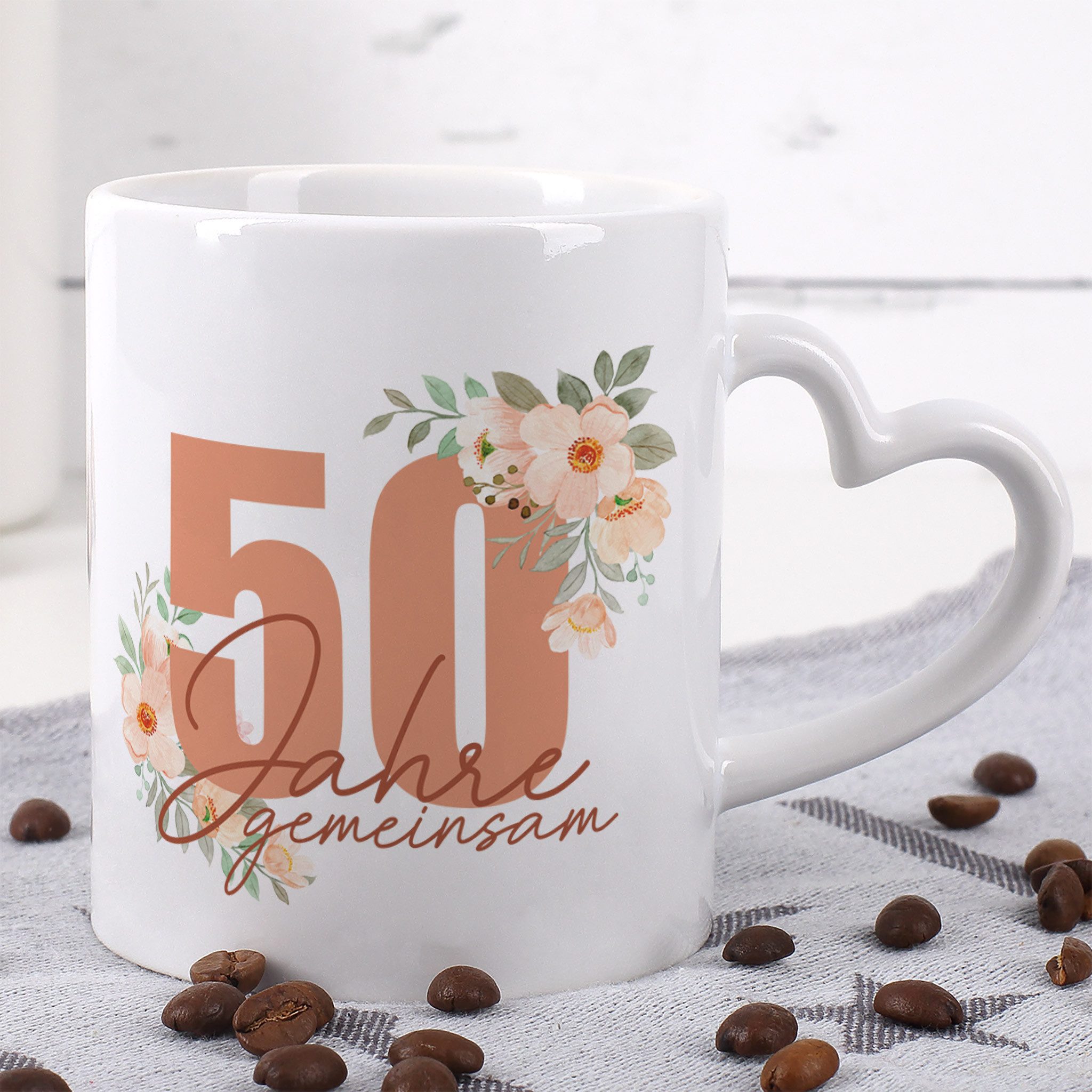 Herz & Heim Tasse 2er Set Tassen mit Motiven zum Hochzeitsjubiläum, Goldene Hochzeit
