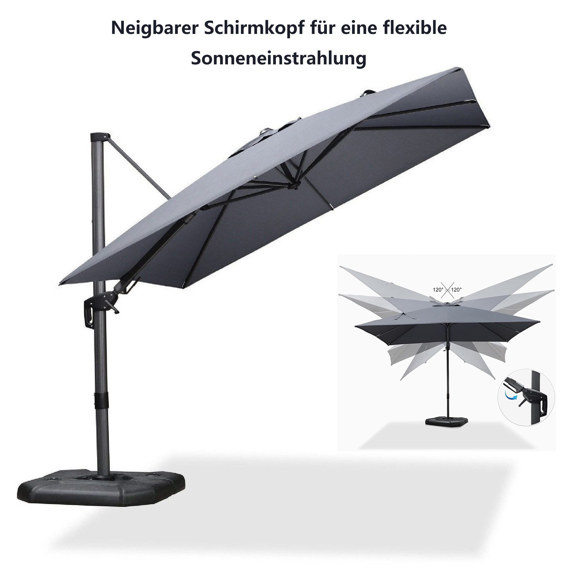 PURPLE LEAF Ampelschirm Quadratischer Terrassenschirm, Seitlich günstig online kaufen