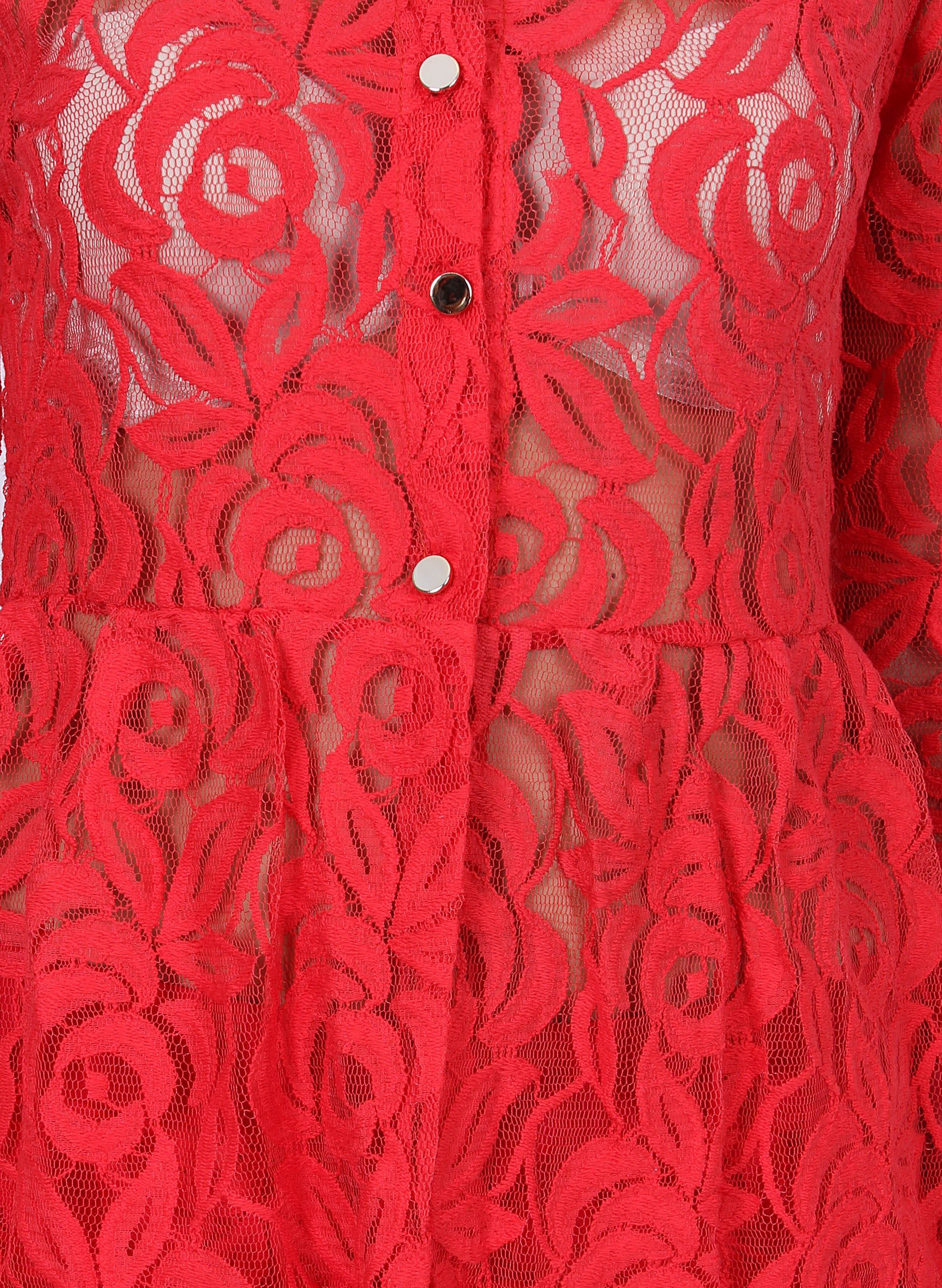 Blusentop John Zack Rote Bluse aus Spitze M