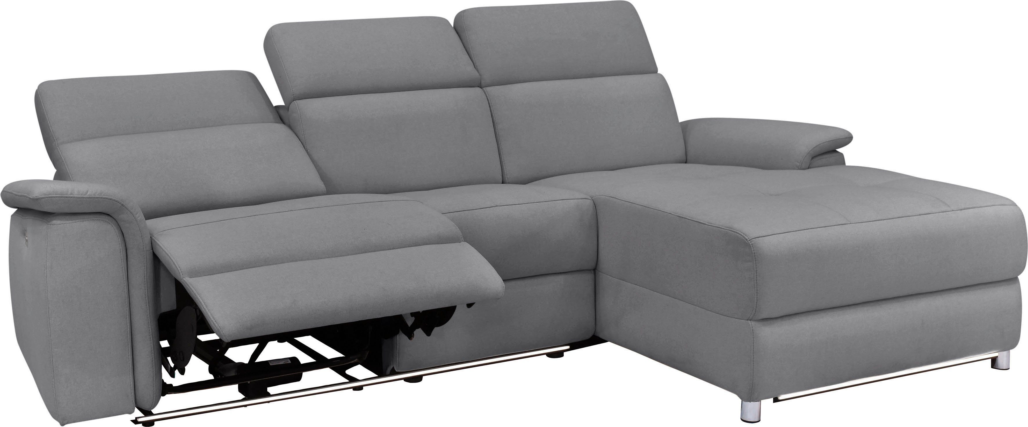 Home affaire Ecksofa Pareli, L-Form, 259cm,m. Recamiere, Echtleder, Kunstleder, Webstoff, man. o. elektr. Relaxfunktion, USB/Kopfteilverstellg u. LED