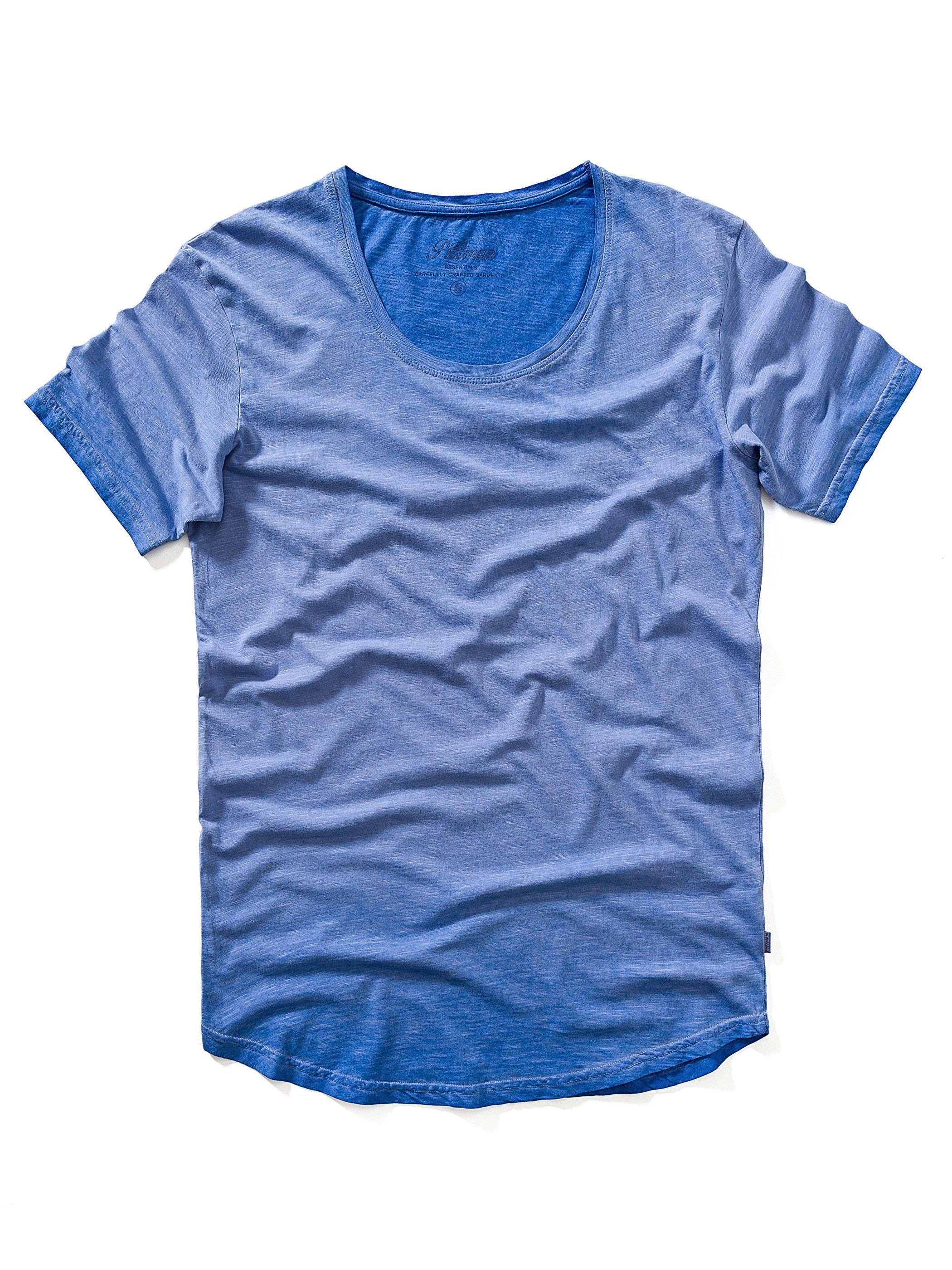 Basic Crew (lavender Neck Pittman Oversize 173924) Washed T-Shirt Blau (1-tlg) Tee violet Shredder