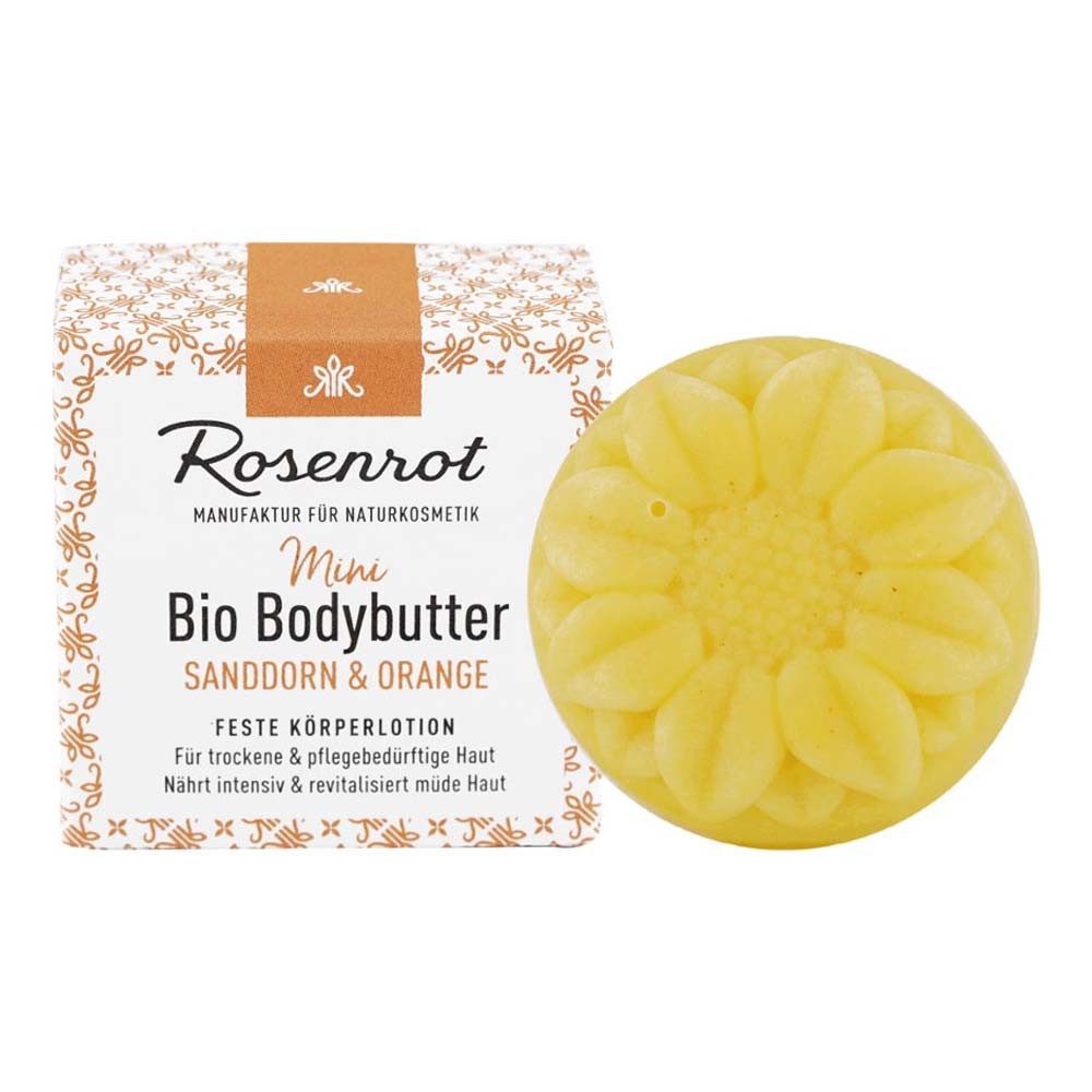 Rosenrot Körperbutter Feste Mini Bodybutter - Sanddorn & Orange 20g