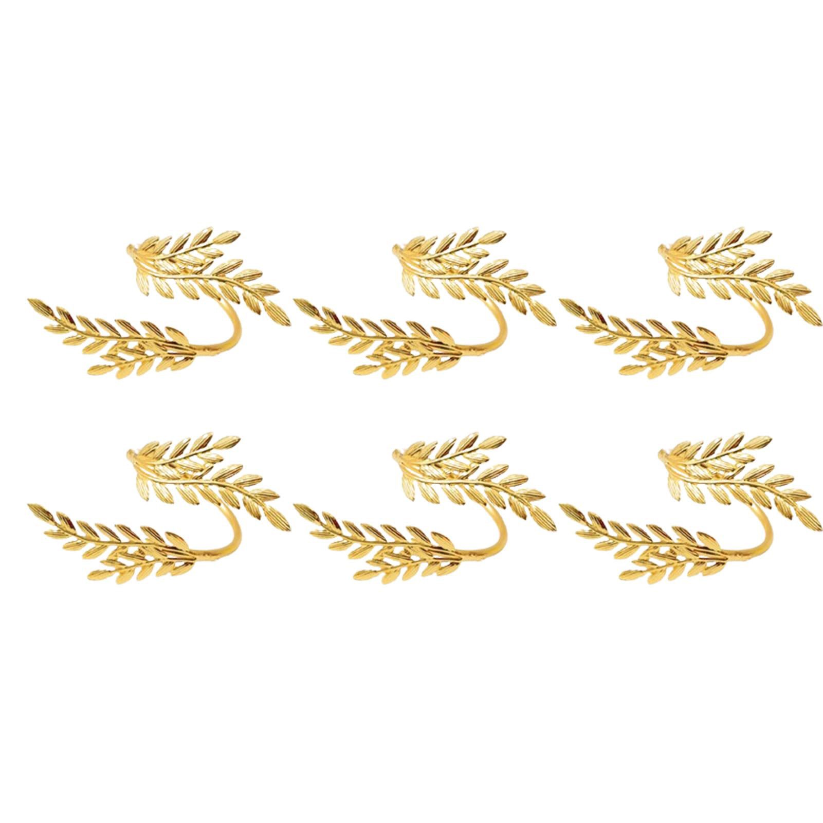 CLTYQ Serviettenring 6 Stück Metall Serviettenschnallen Blätter, für Hochzeitsfeier Abendessen Ramadan Jubiläum Oster Tischdekoration