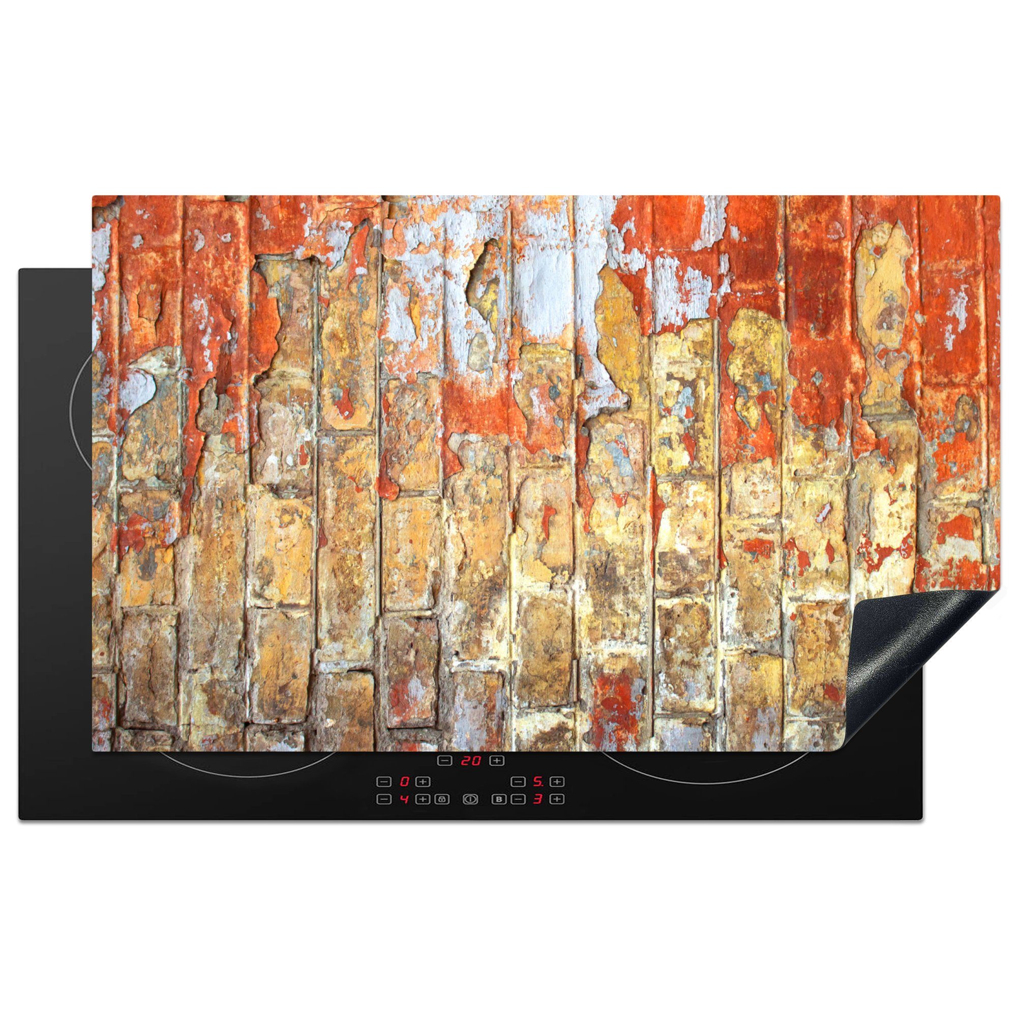 MuchoWow Herdblende-/Abdeckplatte Farbe - Ziegel - Mauern, Vinyl, (1 tlg), 83x51 cm, Ceranfeldabdeckung, Arbeitsplatte für küche