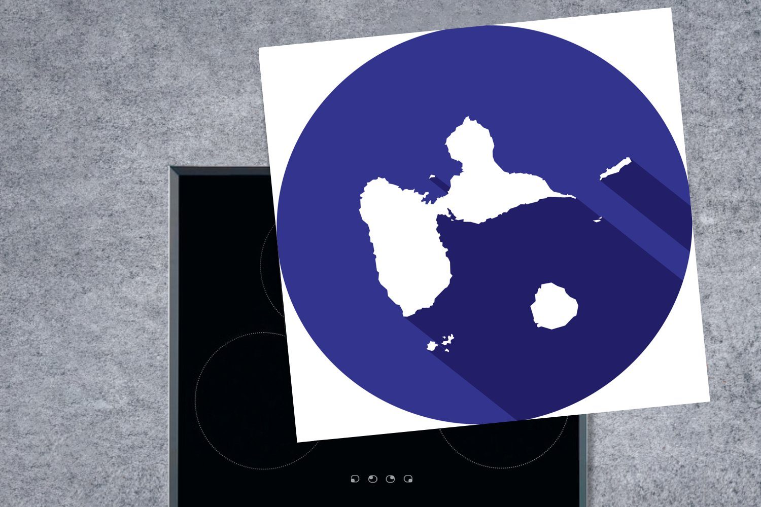 Die Karte für Guadeloupe Kreis Illustration, in tlg), 78x78 lila von Arbeitsplatte Herdblende-/Abdeckplatte küche Ceranfeldabdeckung, einem (1 MuchoWow cm, Vinyl,
