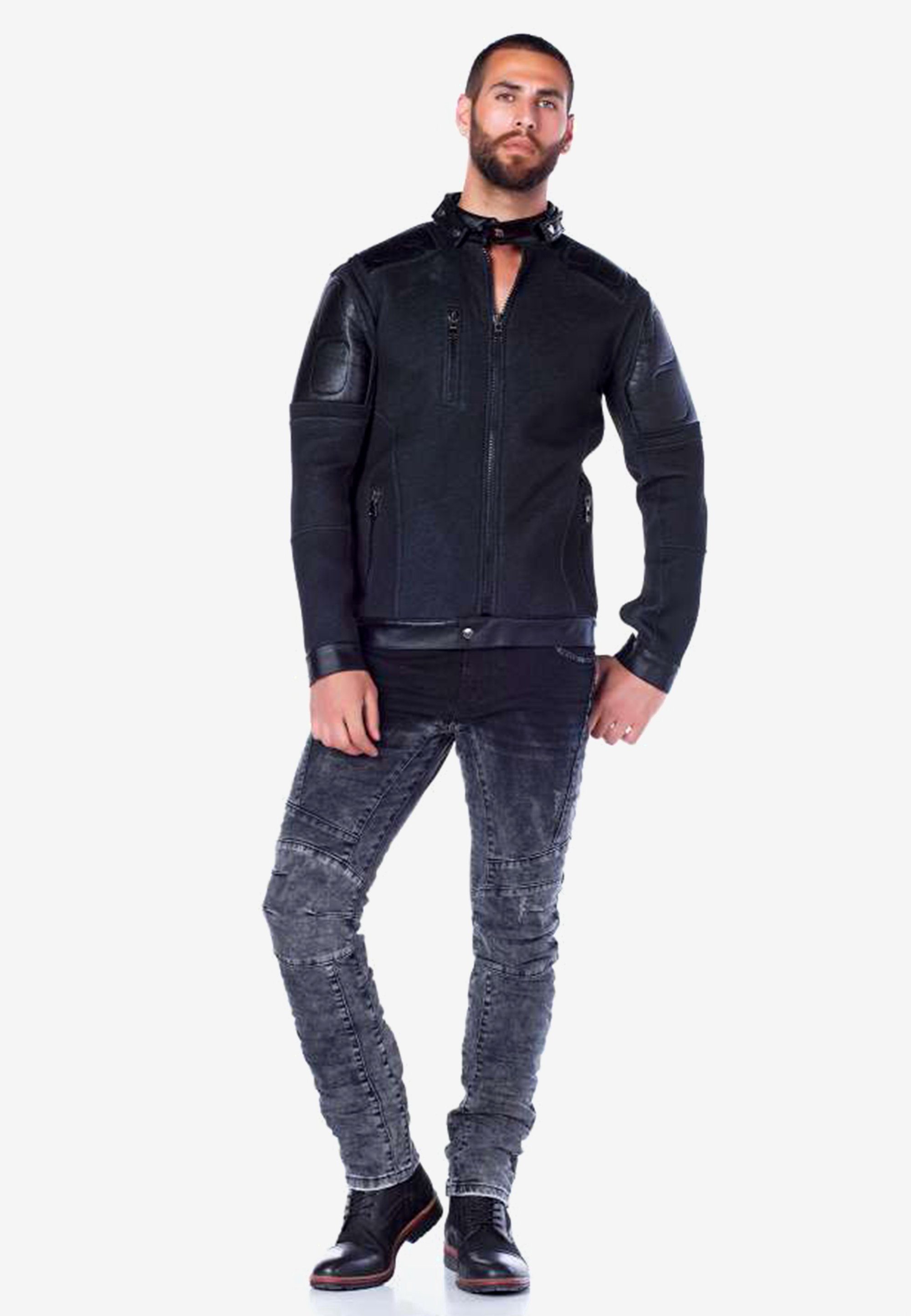 mit & stylischem Baxx Outdoorjacke Ärmelbesatz Cipo