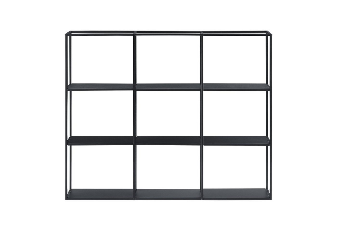 en.casa Wandregal, »Jelsa« Metallregal mit 9 offenen Ablagen Schwarz 130 x 18 x 110 cm