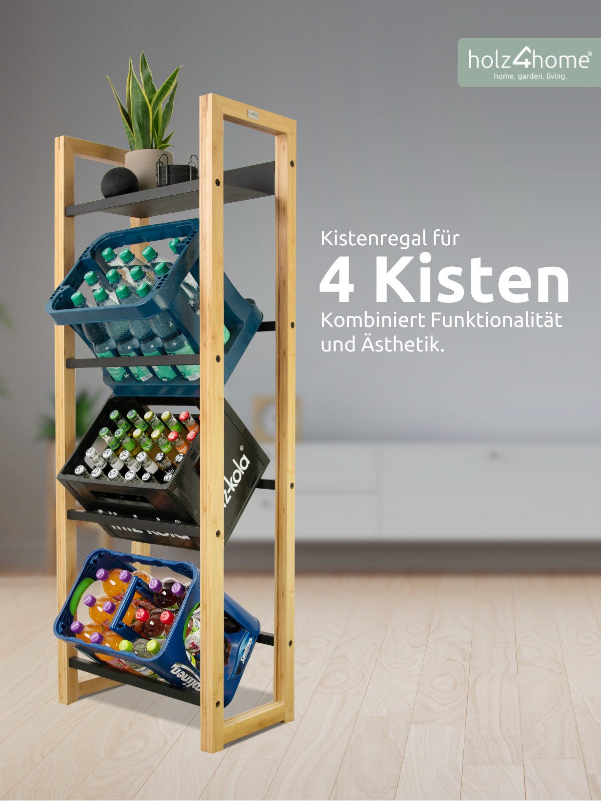 holz4home® Kastenständer Getränkekistenregal aus Bambus I günstig online kaufen