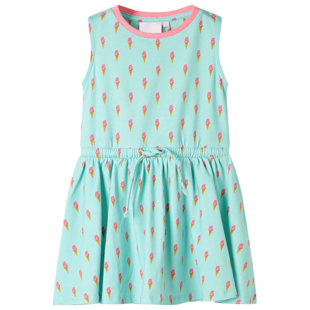 Druckkleid Kinderkleid mit Kordelzug Helles Minzgrün 116