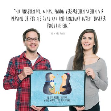 Fußmatte 50 x 75 cm Pinguin Pärchen - Eisblau - Geschenk, Hochzeit, Liebe, Fuß, Mr. & Mrs. Panda, Höhe: 0.3 mm, Charakteristische Designs