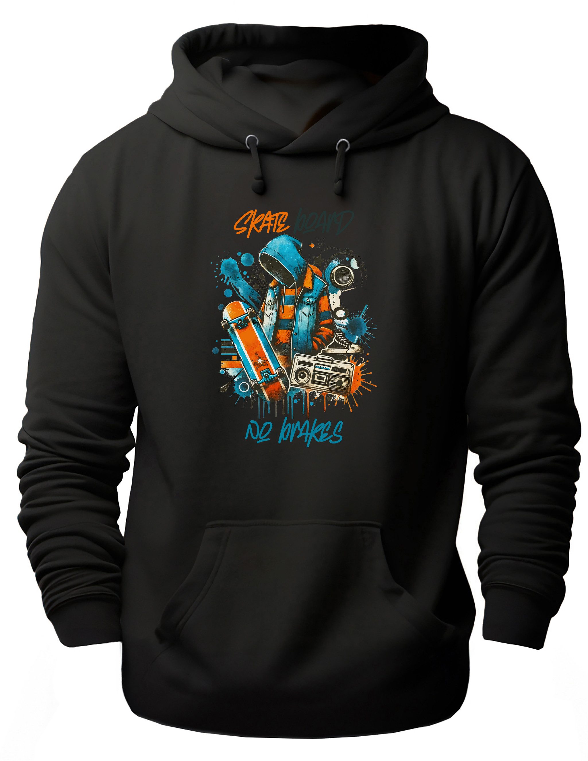 MyDesign24 Kapuzensweatshirt Herren und Damen Hoodie - No Brakes Skater Pullover i533