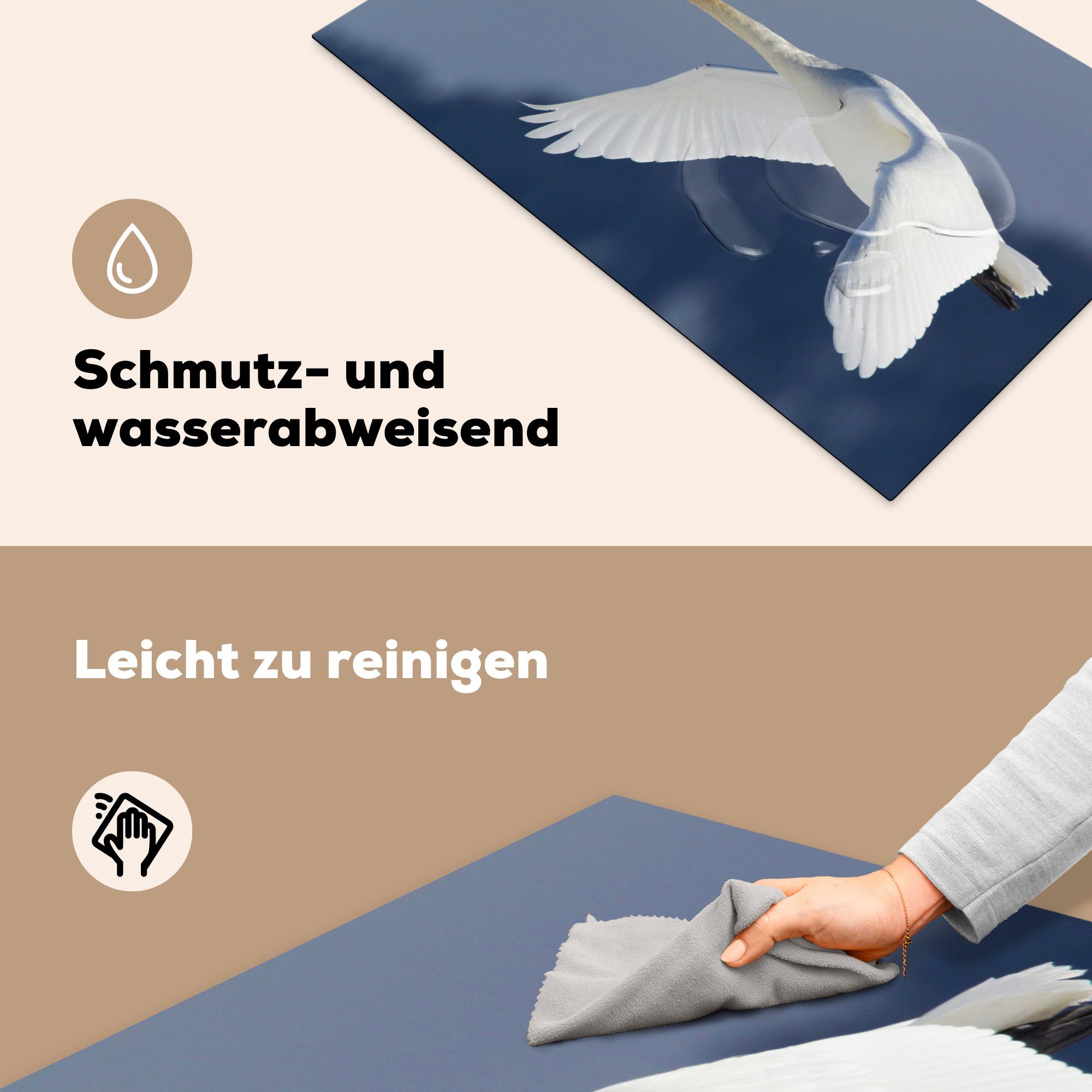 Schwan tlg), Vinyl, cm, für MuchoWow Himmel, küche Berge - (1 Ceranfeldabdeckung, Arbeitsplatte Herdblende-/Abdeckplatte 83x51 -