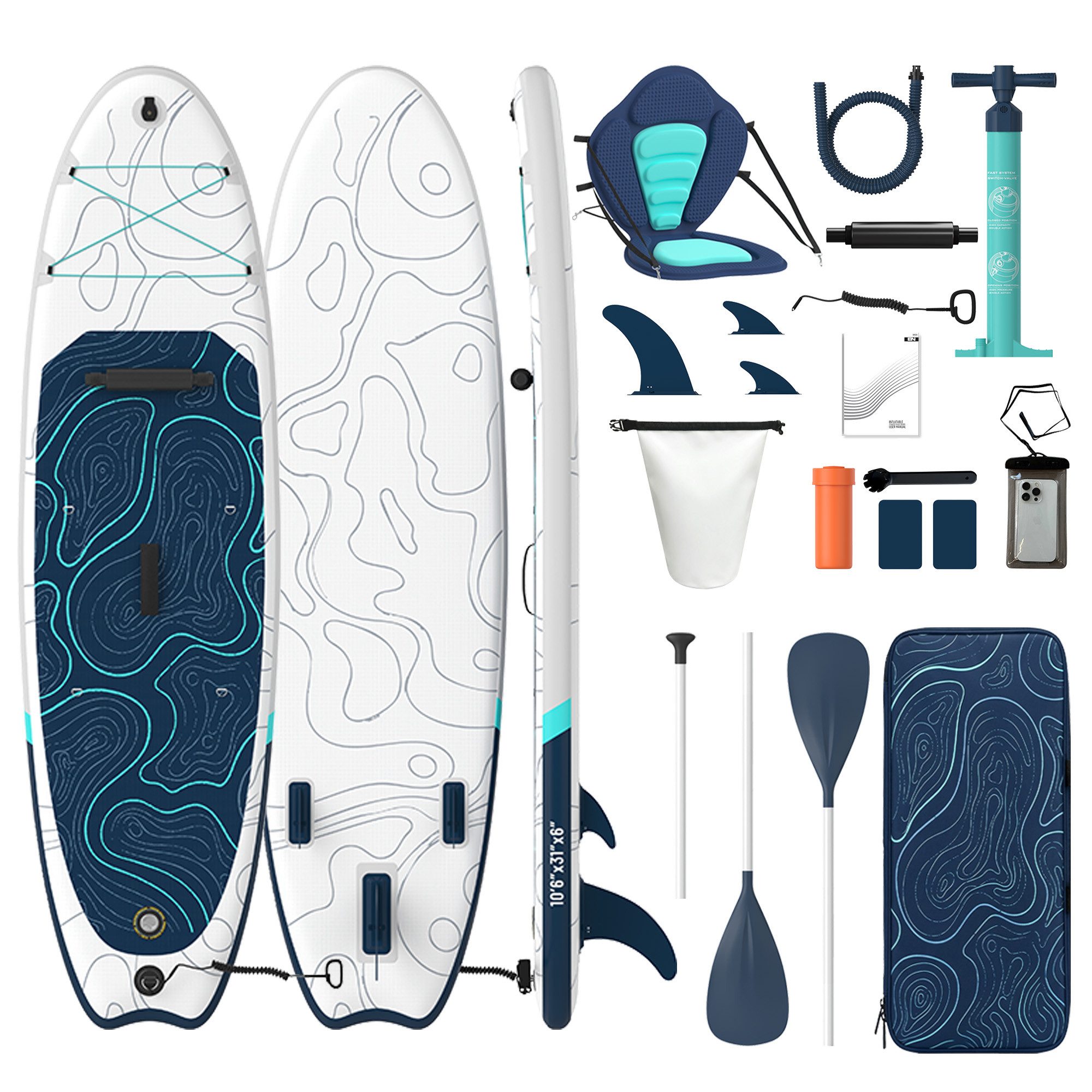 HOMALL Inflatable SUP-Board Aufblasbares SUP Board 320cm Stand Up Paddle Board Komplett-Set, Bis 130kg, Stabil & Rutschfest für Anfänger