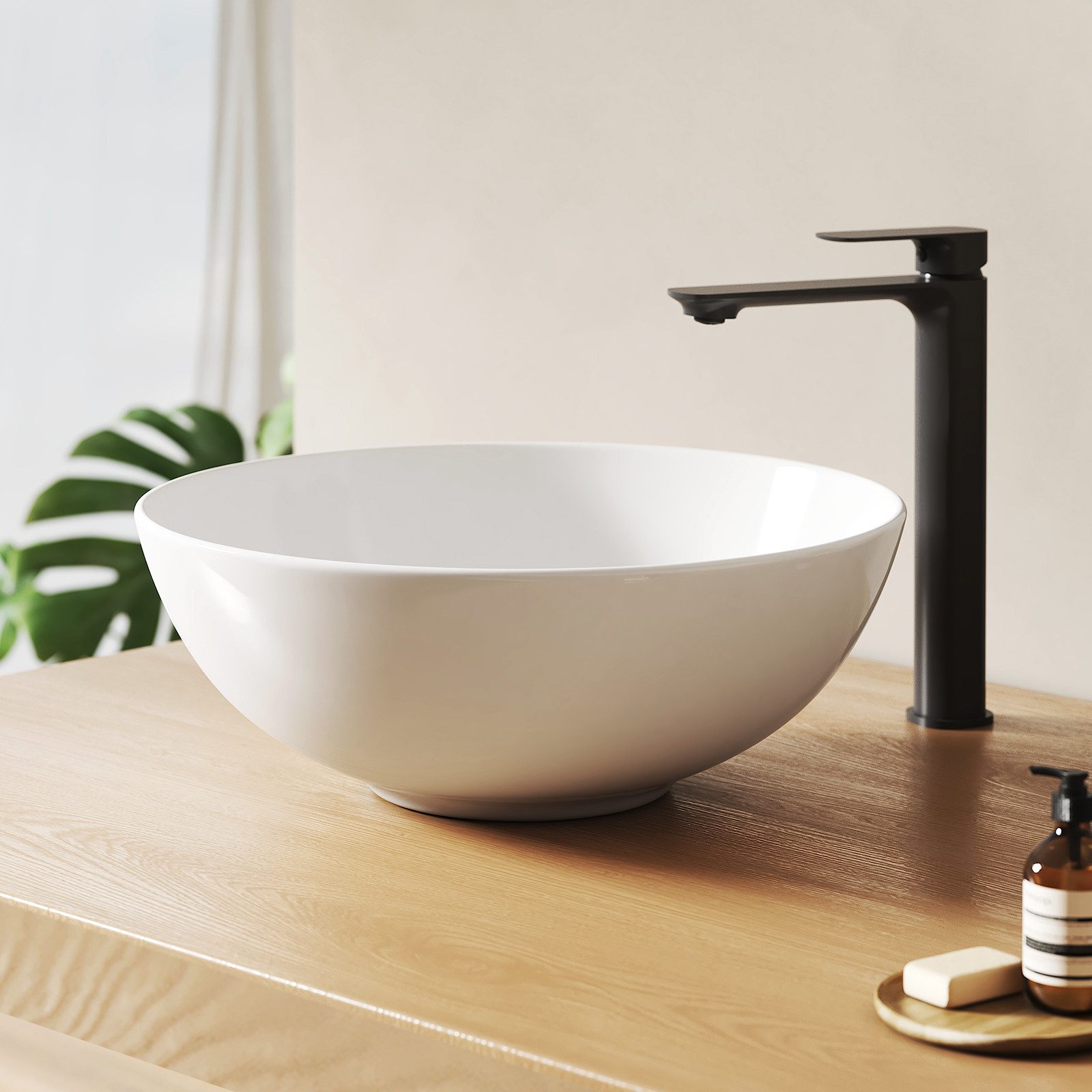 EMKE Aufsatzwaschbecken Rundes Aufsatzwaschbecken Ø41,5 cm – für kleine & mittlere Bäder