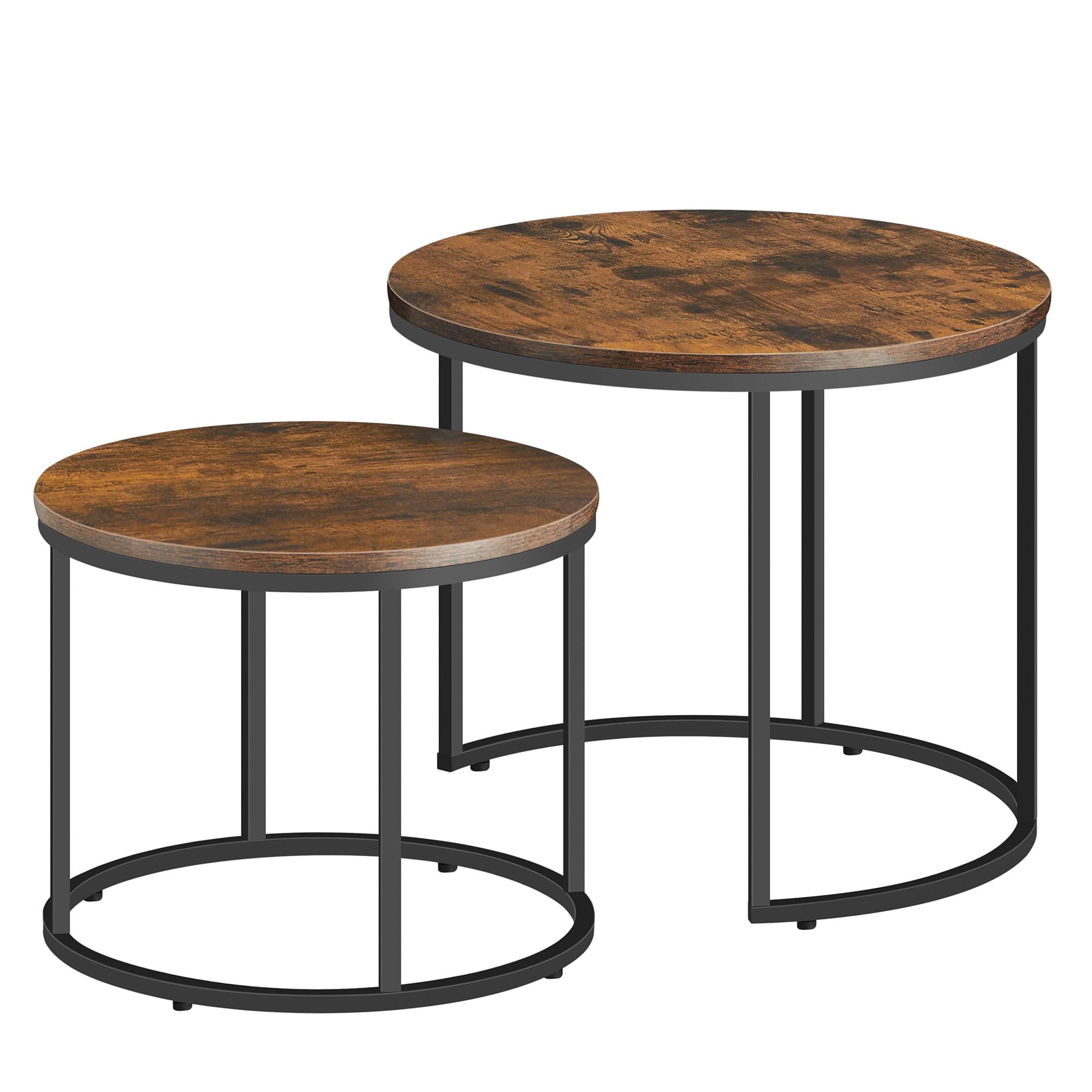Beistelltisch 2er Set Runder Couchtisch Holz rustikal – modern & platzsparend