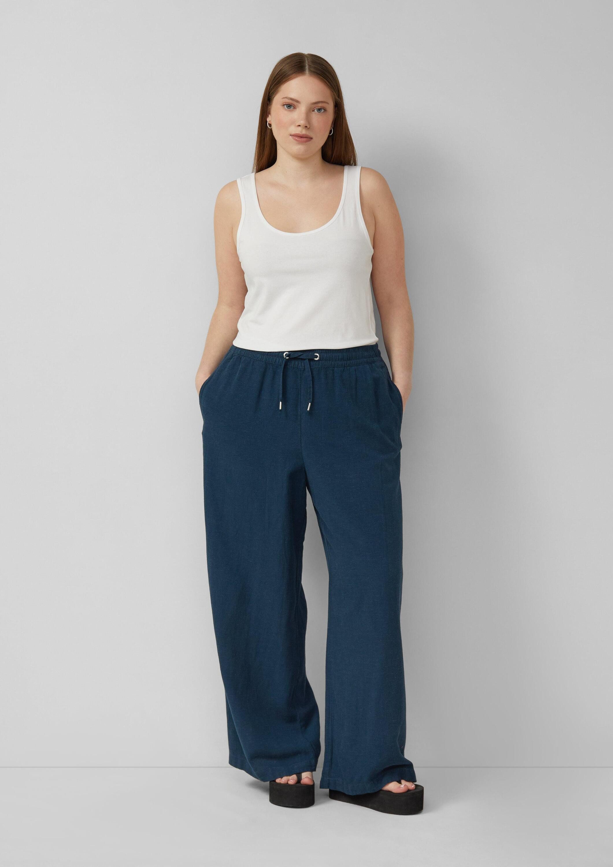 QS Chinos Hose Leinenmix Hose mit weitem Bein