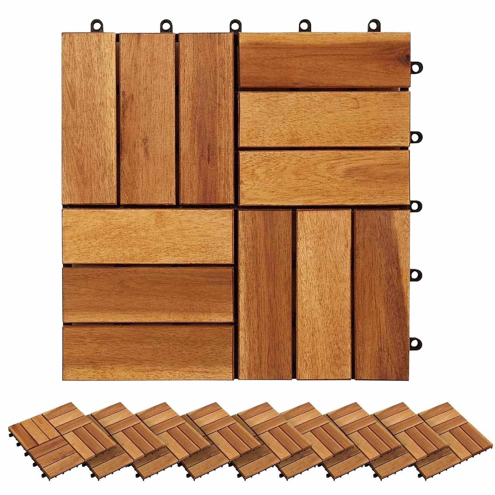 vidaXL Terrassendielen Terrassenfliese 20 stk. Braun 30 x 30 cm n-Hartholz, BxL: je 30x30 cm, (20-St)