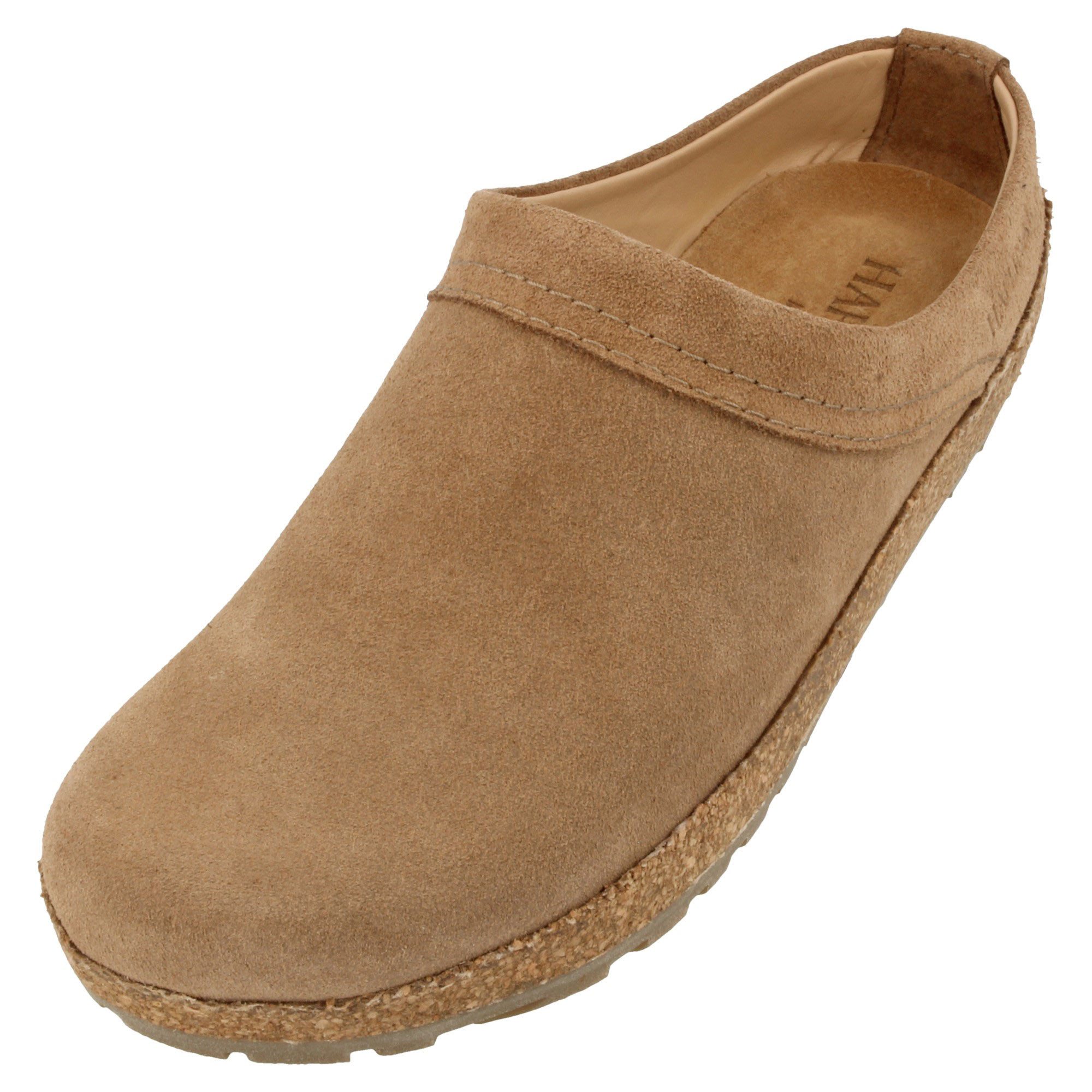 Haflinger Malmö Lederclog Unisex mit Korkfußbett und Gummisohle Hausschuh