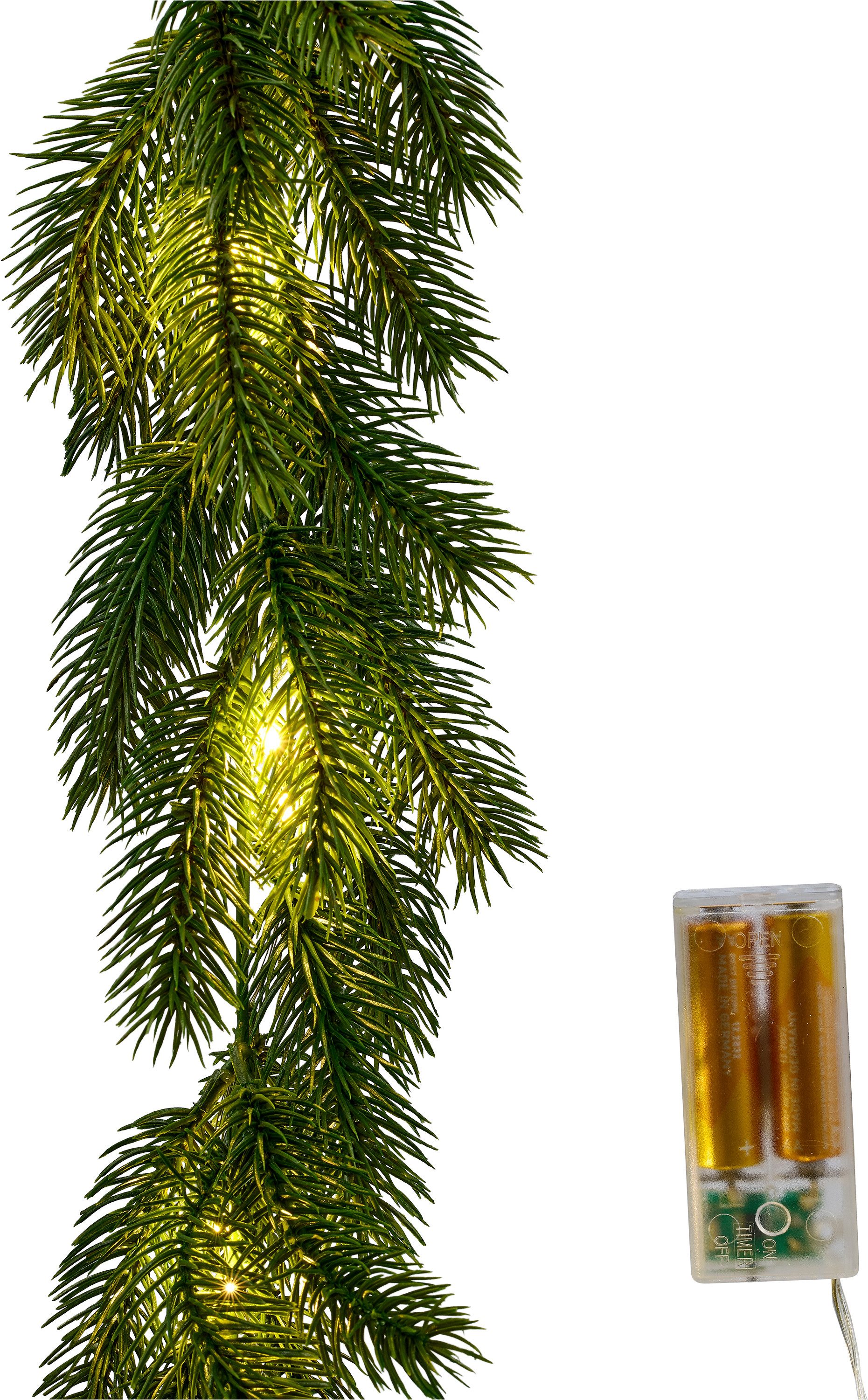 Kunstgirlande Tannengirlande mit Timer für Beleuchtung, ca.175cm lang, OTTO home, zahlreiche Tannenspitzen,Weihnachtsdeko für den Tisch, Fenster,Tür – Bild 3 von 4