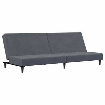 vidaXL Sofa Schlafsofa 2-Sitzer mit Fußhocker Dunkelgrau Samt