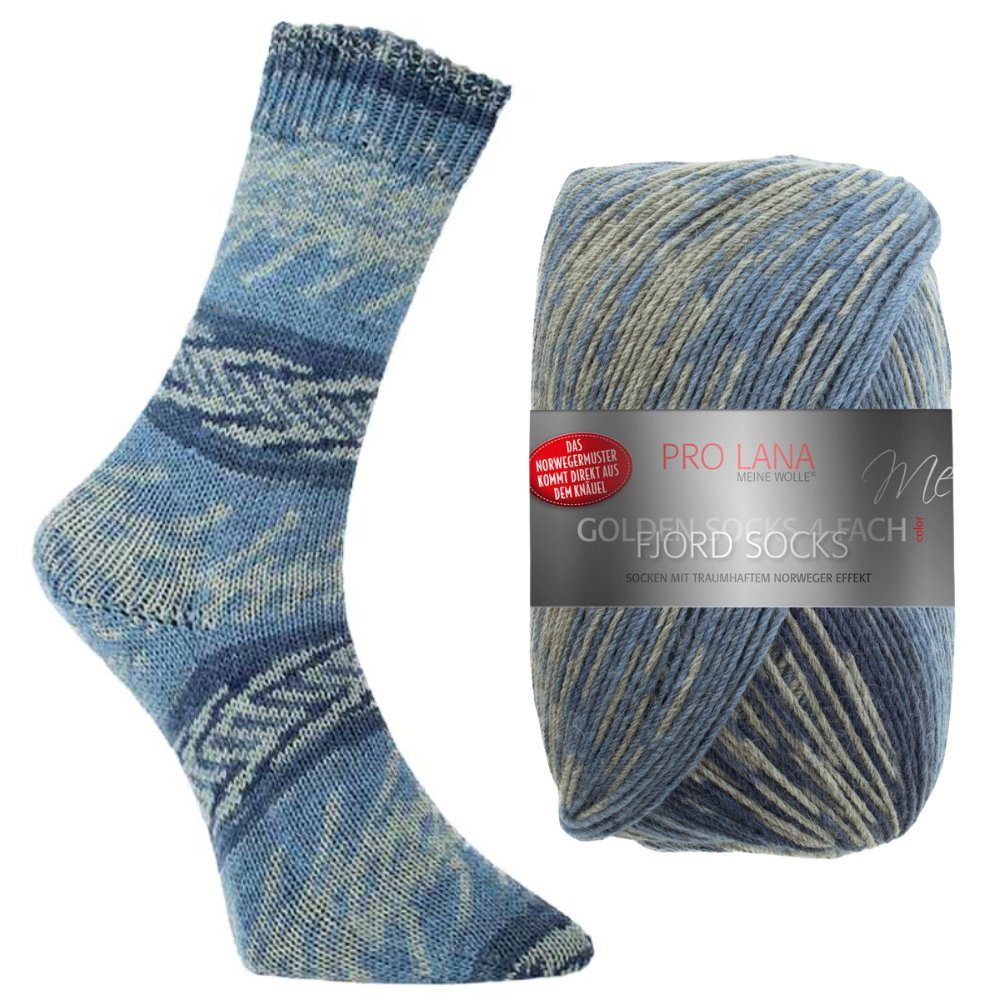 Pro Lana FJORD SOCKS Häkelwolle, 420 m (4-fach Sockenwolle mit zauberhaftem Norwegermuster), 100 g