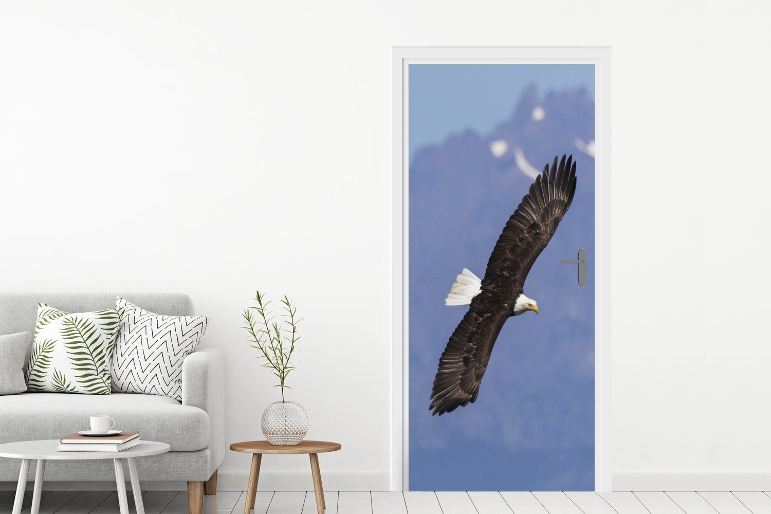 Vögel, für Türaufkleber, Matt, St), 75x205 - - Tür, Fliegen MuchoWow - Amerikanischer Türtapete (1 bedruckt, Fototapete Seeadler - Flügel Adler cm